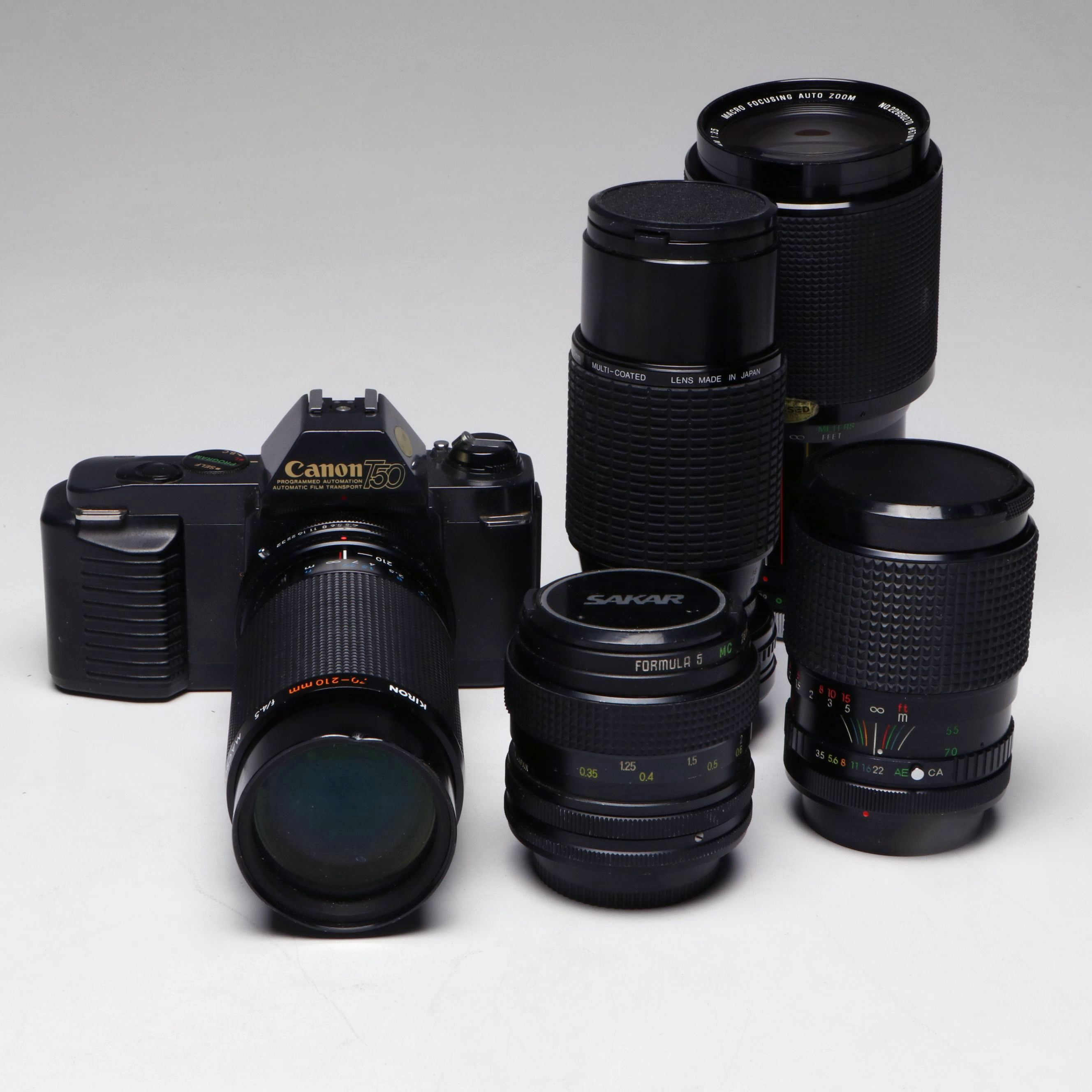 Canon T50 SLR Film Camera with Lenses