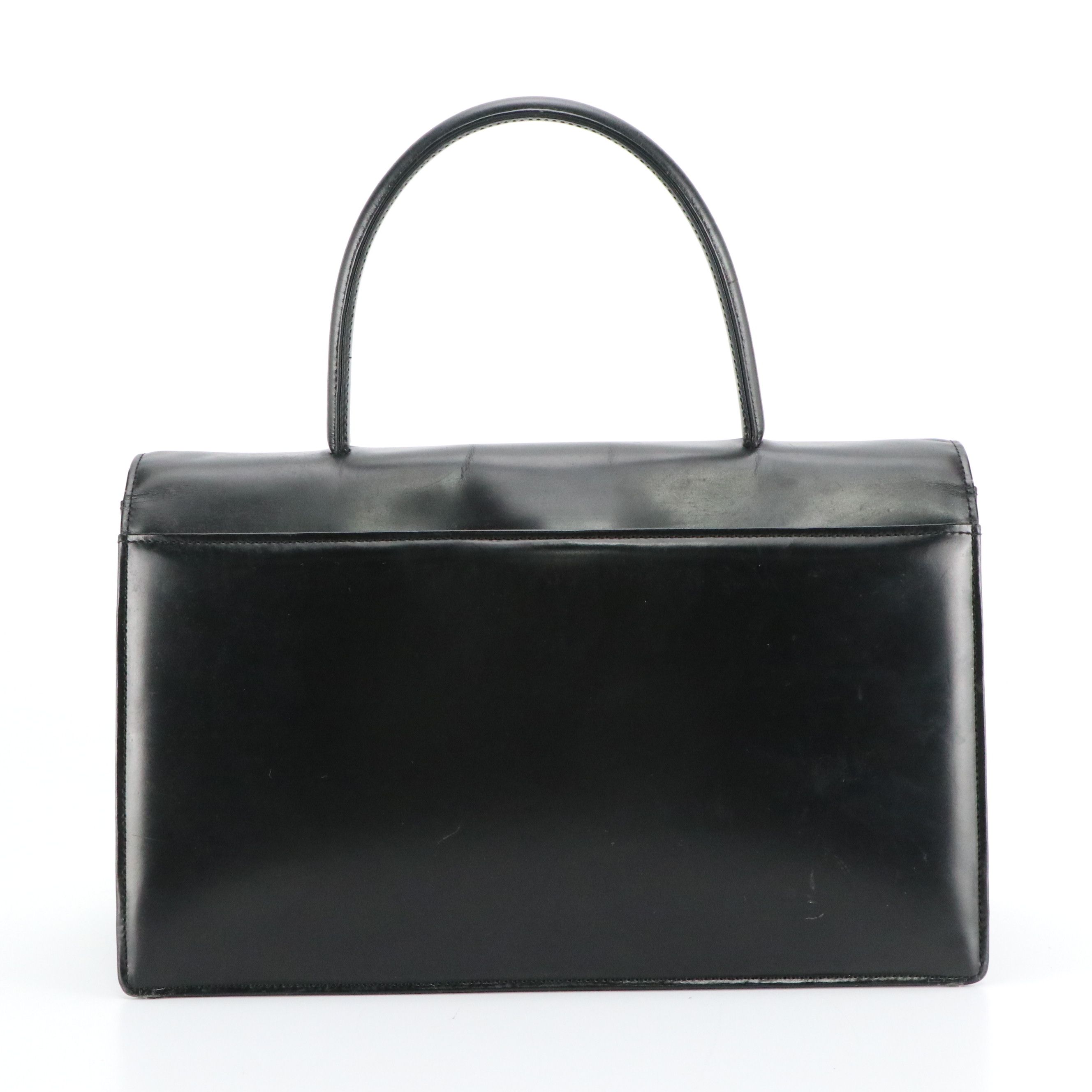 Givenchy Maroquinerie Top Handle Foldover Handbag in Black Leather