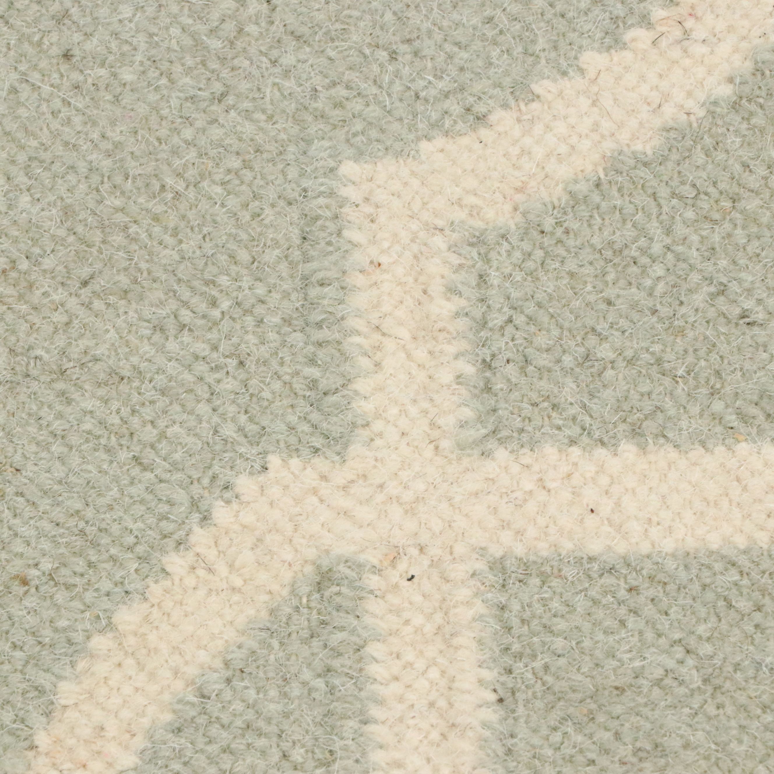 5' x 8' Handmade Geometric Fretwork Contemporary Indian Dhurrie Area Rug