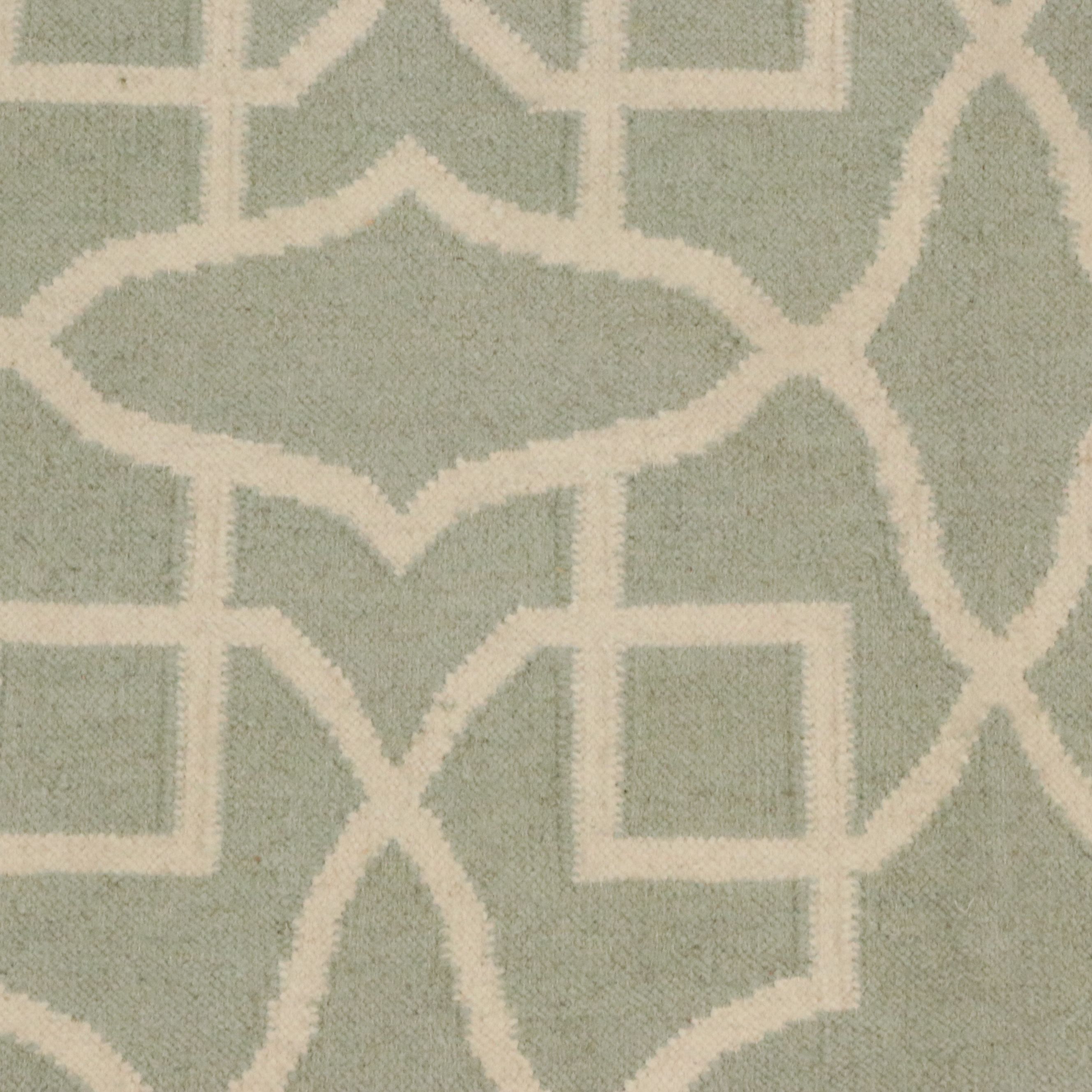 5' x 8' Handmade Geometric Fretwork Contemporary Indian Dhurrie Area Rug