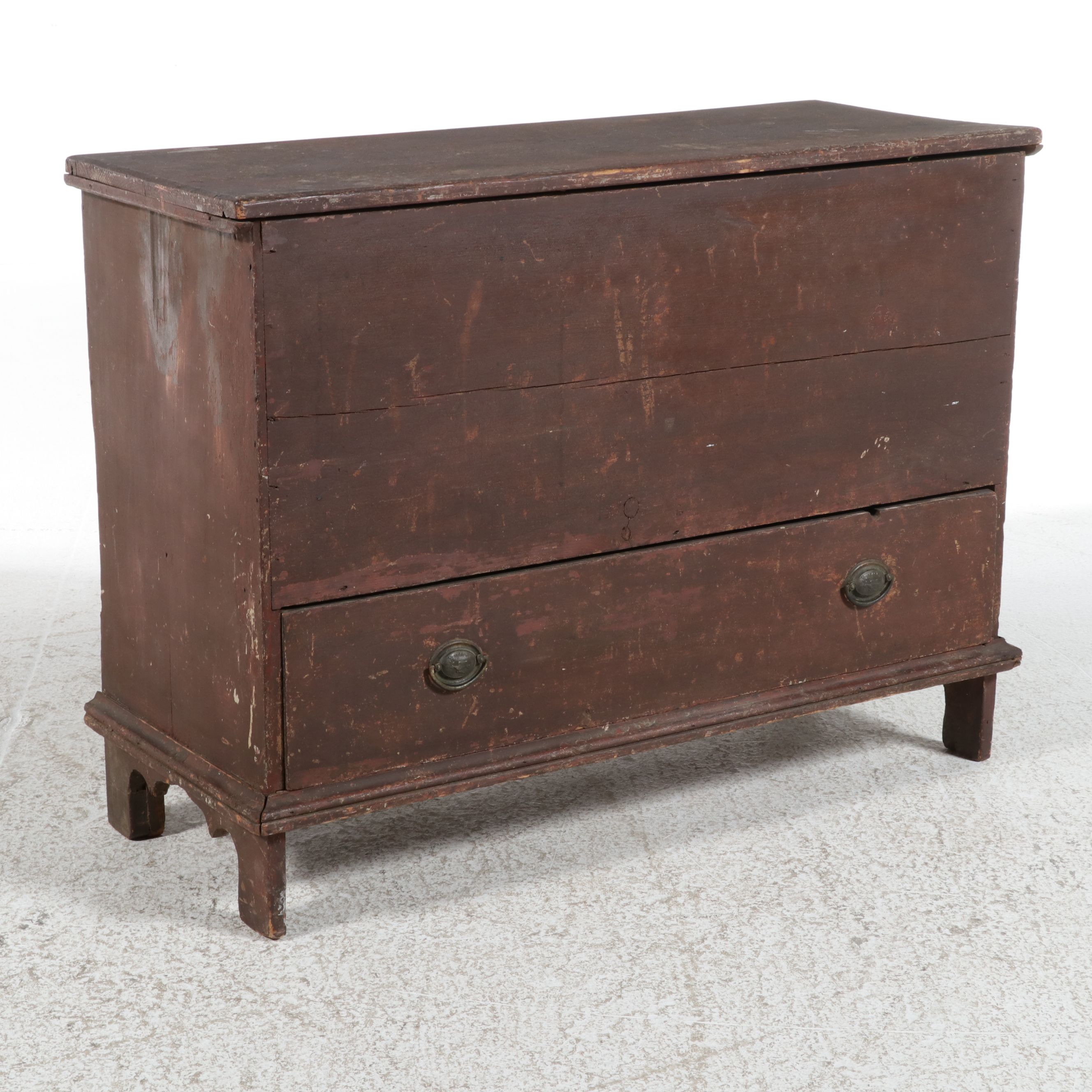 American Primitive Painted Pine Mule Chest, Early 19th Century