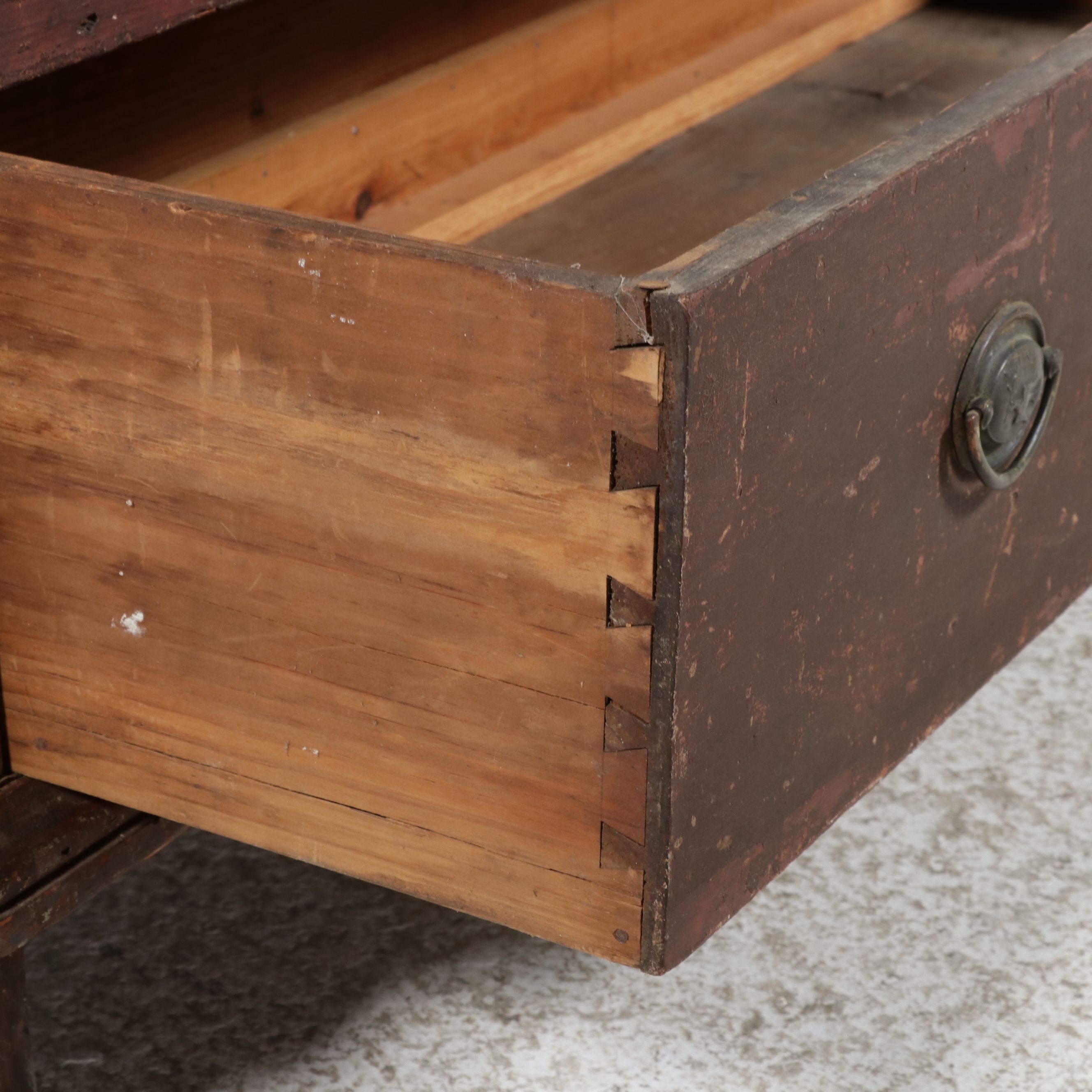 American Primitive Painted Pine Mule Chest, Early 19th Century