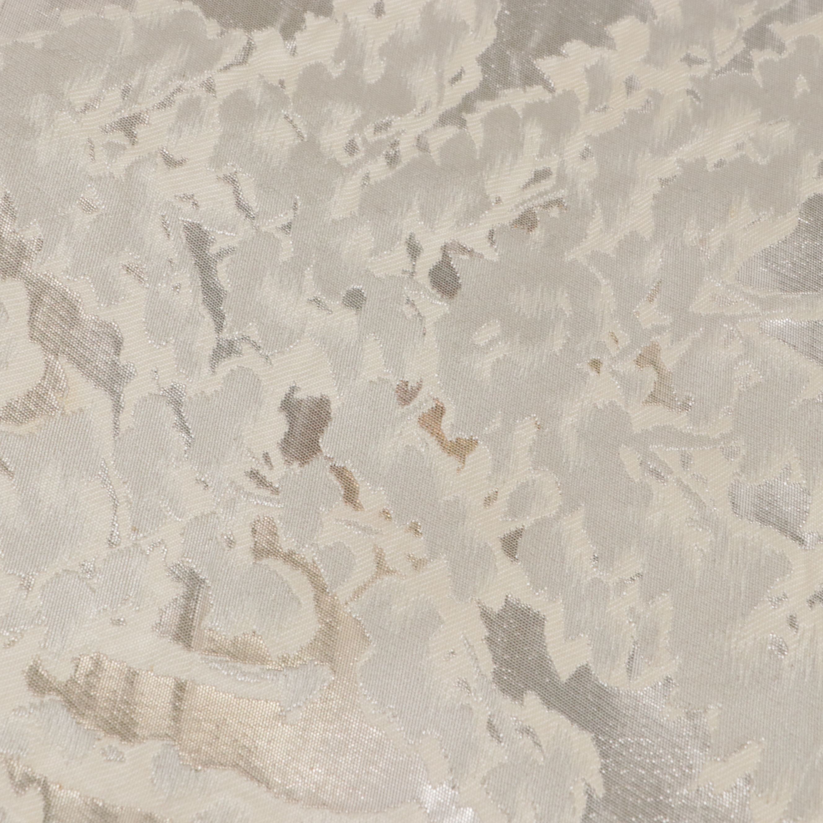 Japanese Rokutsu Fukuro Obi in Pine Tree & River Patterned Silver Metallic Silk