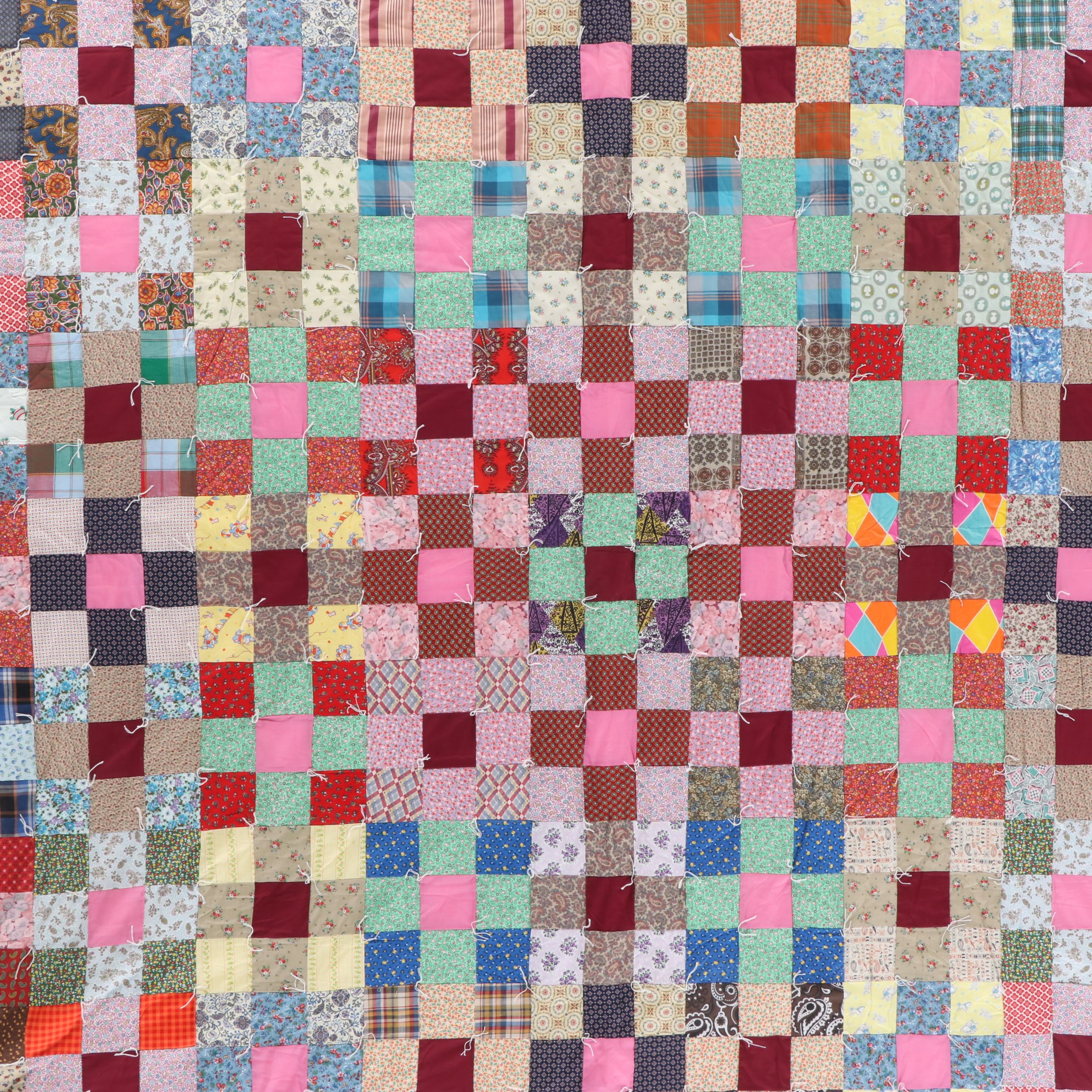 Handcrafted "Nine-Patch" Cotton Quilt