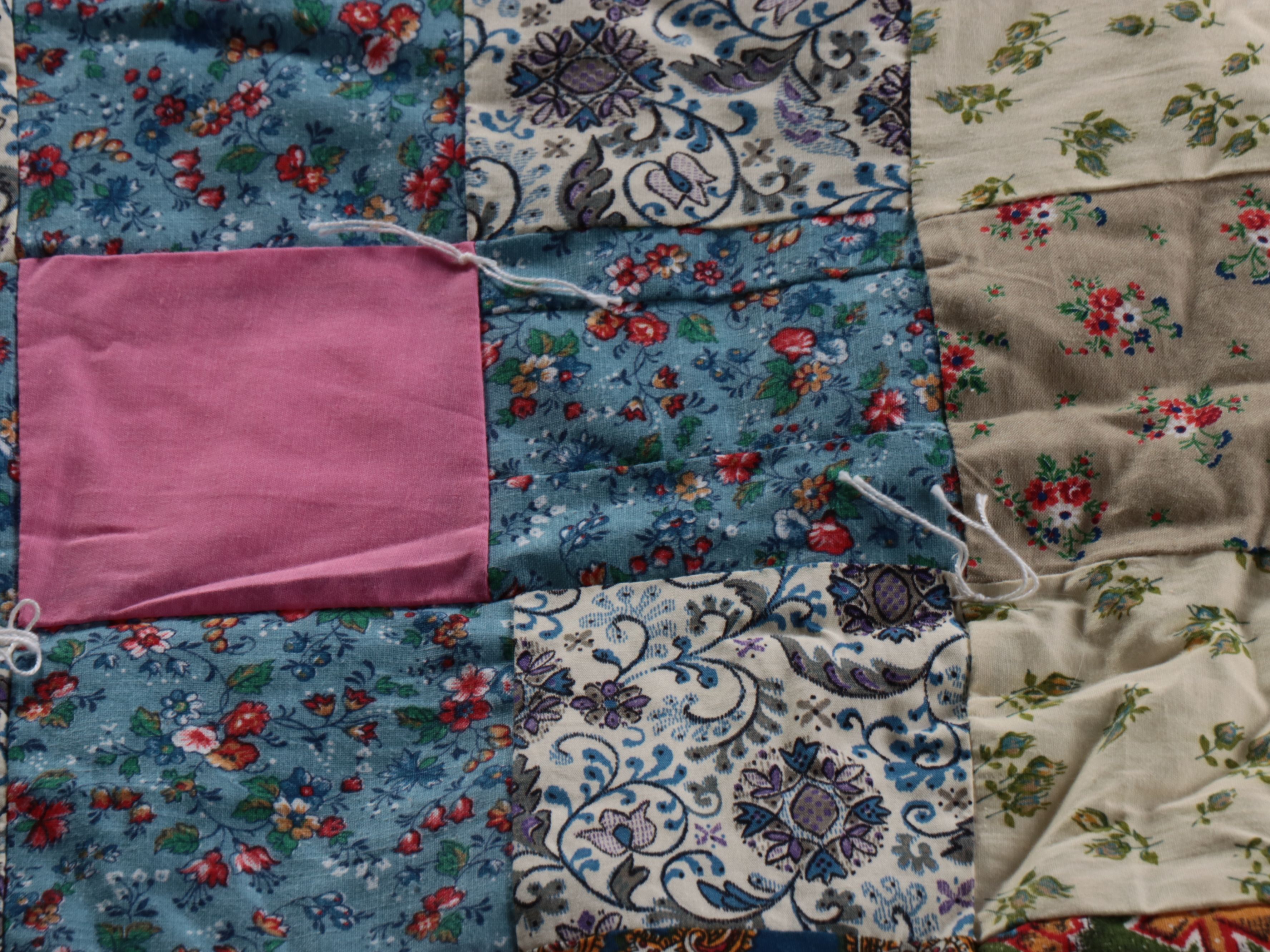 Handcrafted "Nine-Patch" Cotton Quilt