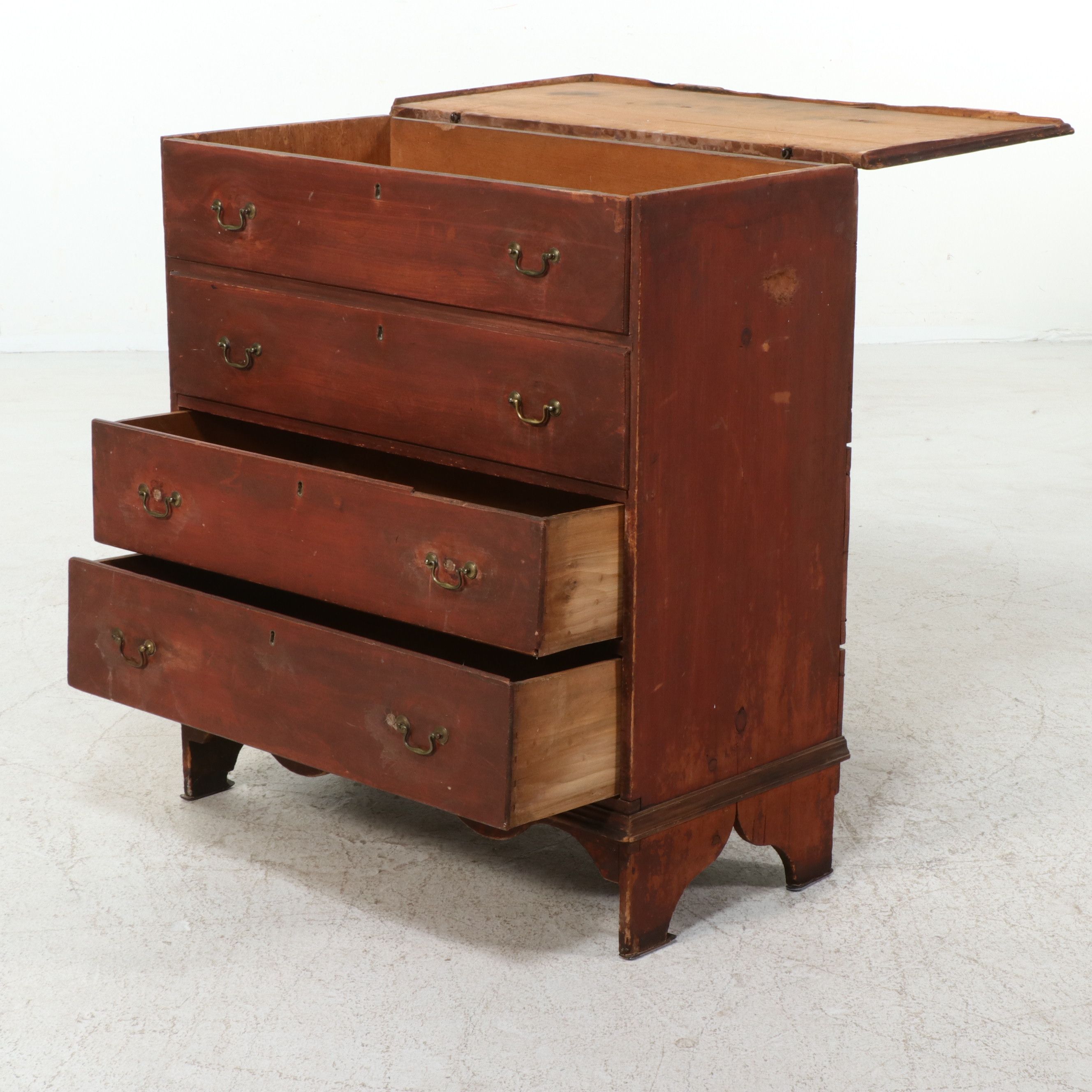 American Country Style Faux-Front Blanket Chest, Early to Mid-19th Century