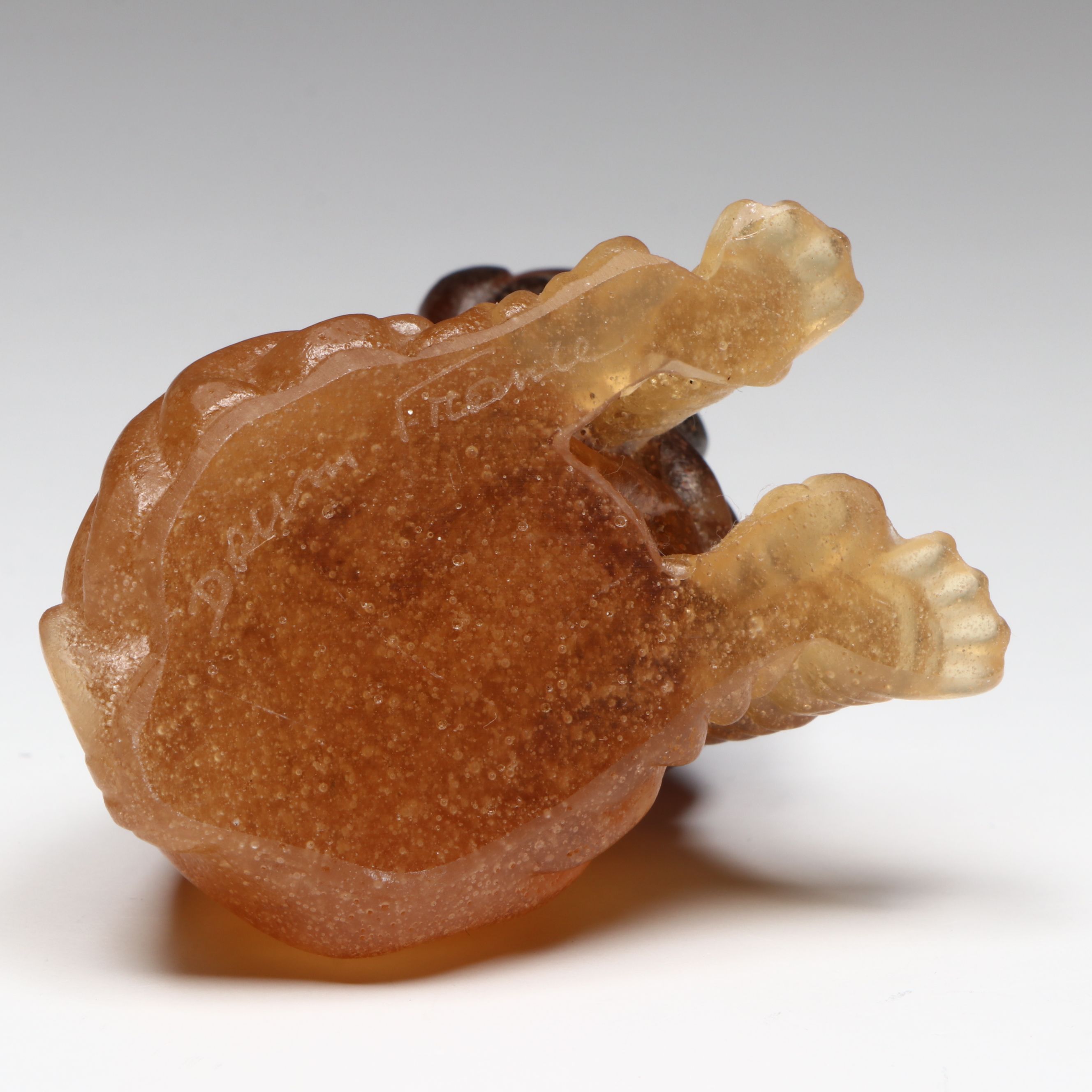 Daum Pâte de Verre Amber Pug Figurine