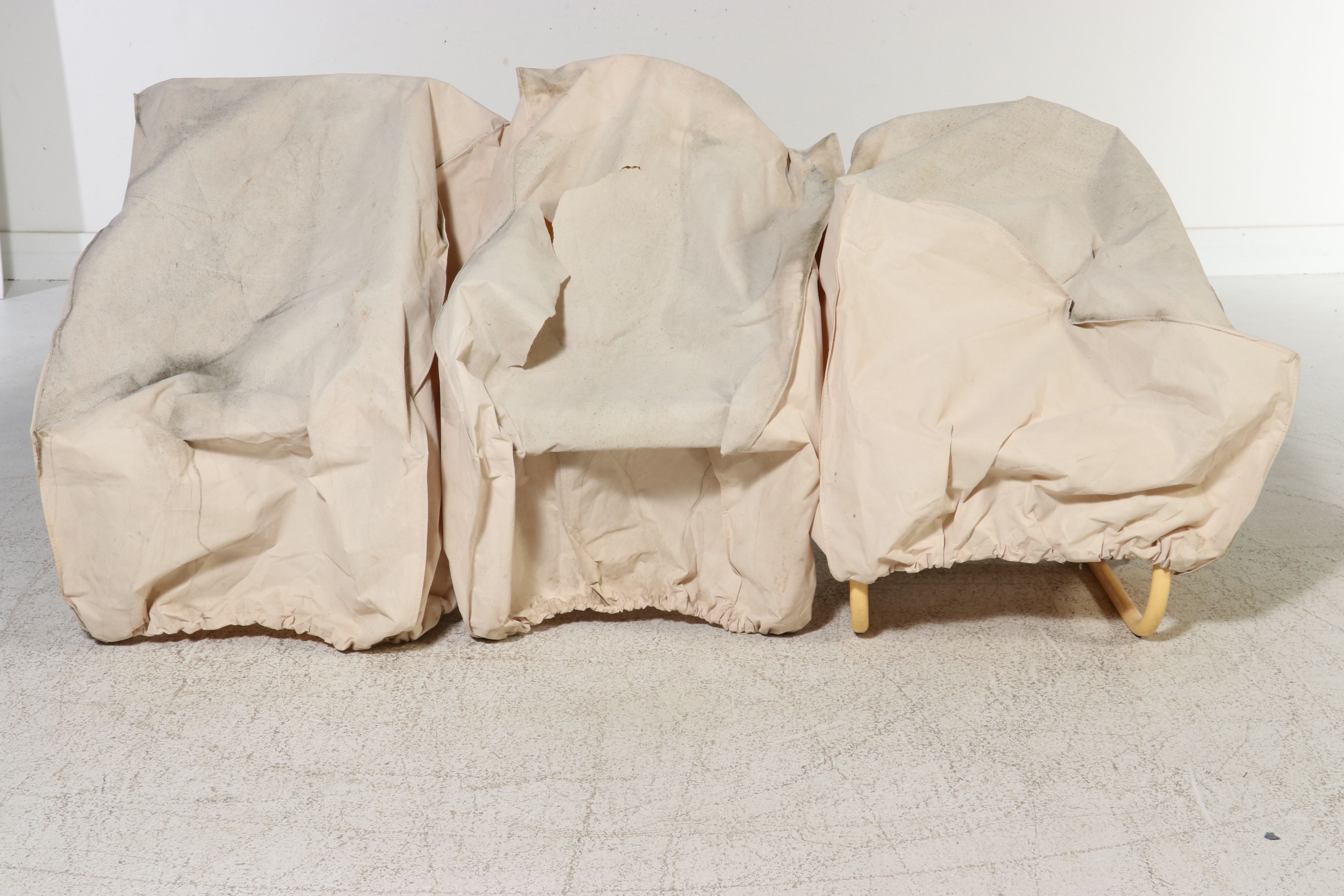 Mid Century Modern Painted Stamped Metal Lawn Chairs, Mid-20th Century