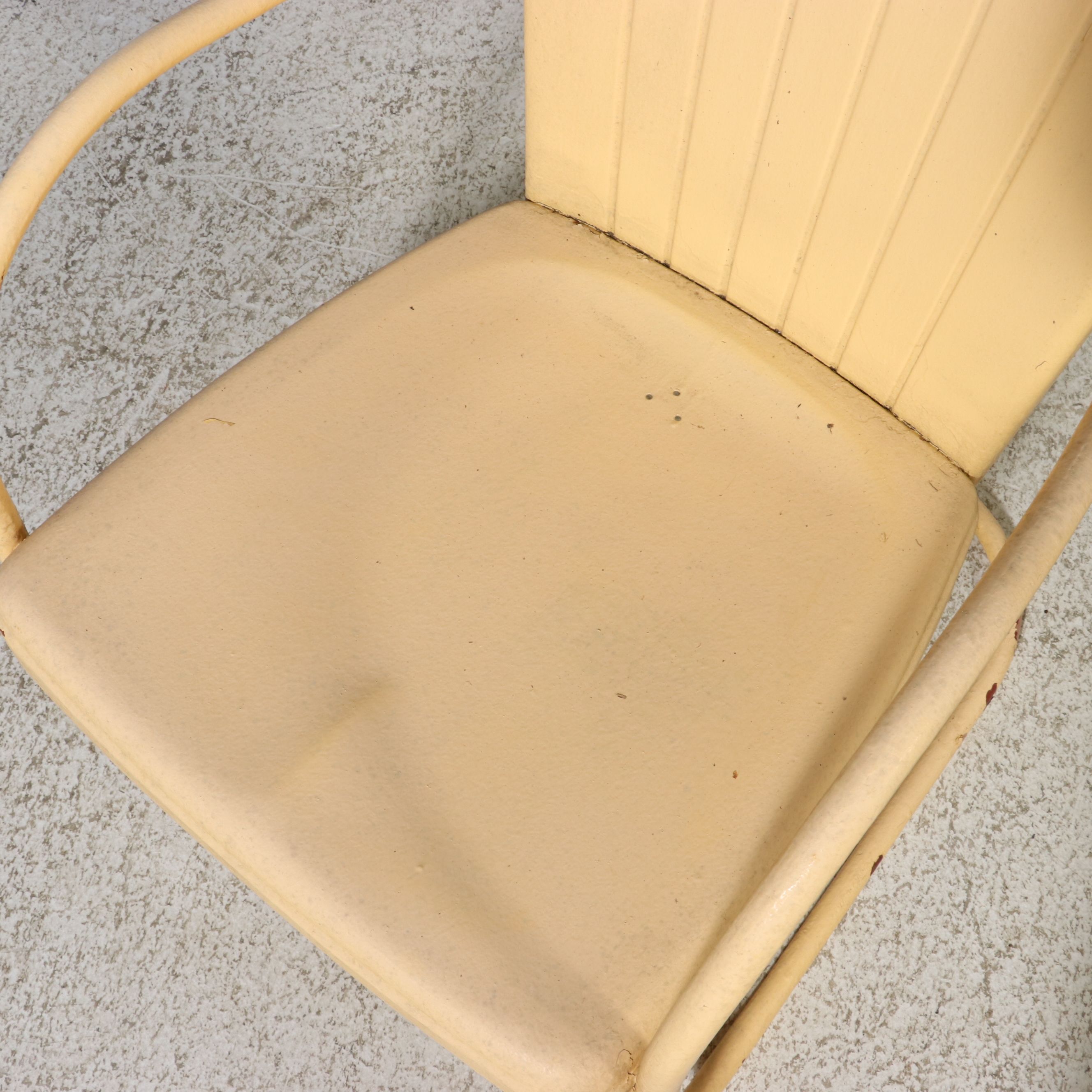 Mid Century Modern Painted Stamped Metal Lawn Chairs, Mid-20th Century