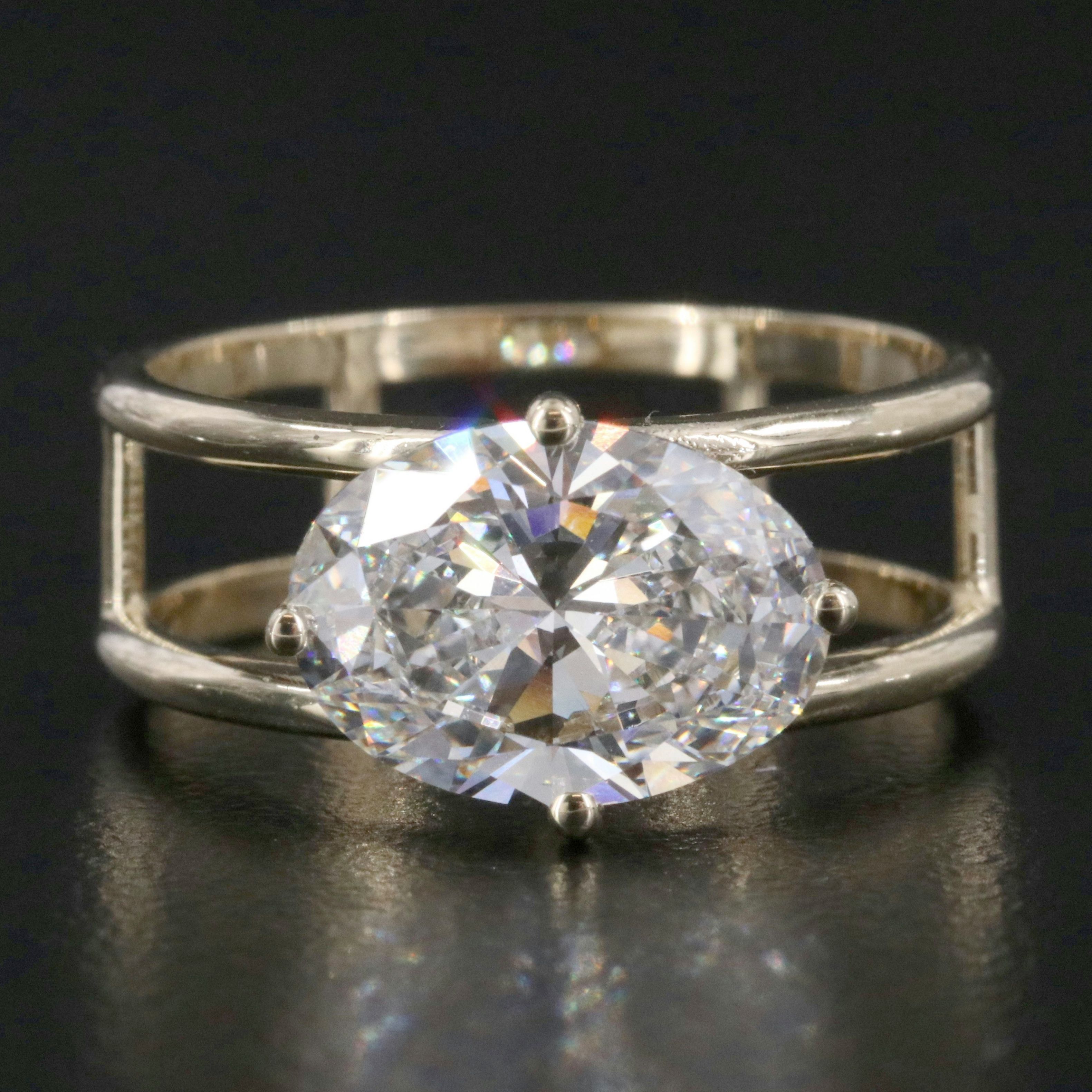 14K 3.01 CT Lab Grown Diamond East West Ring with IGI Report