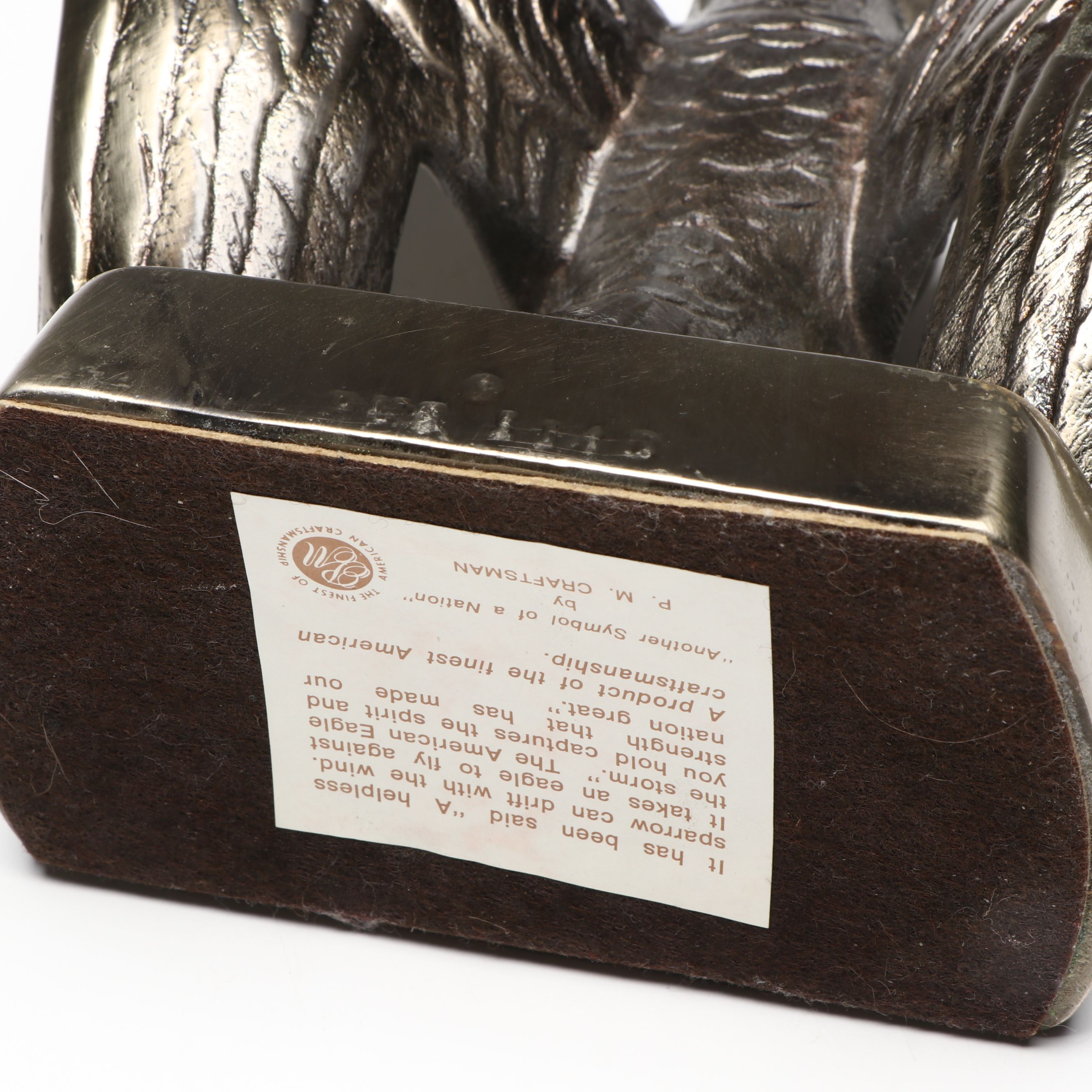 P. M. Craftsman "Another Symbol of a Nation" Brushed Metal Eagle Bookends