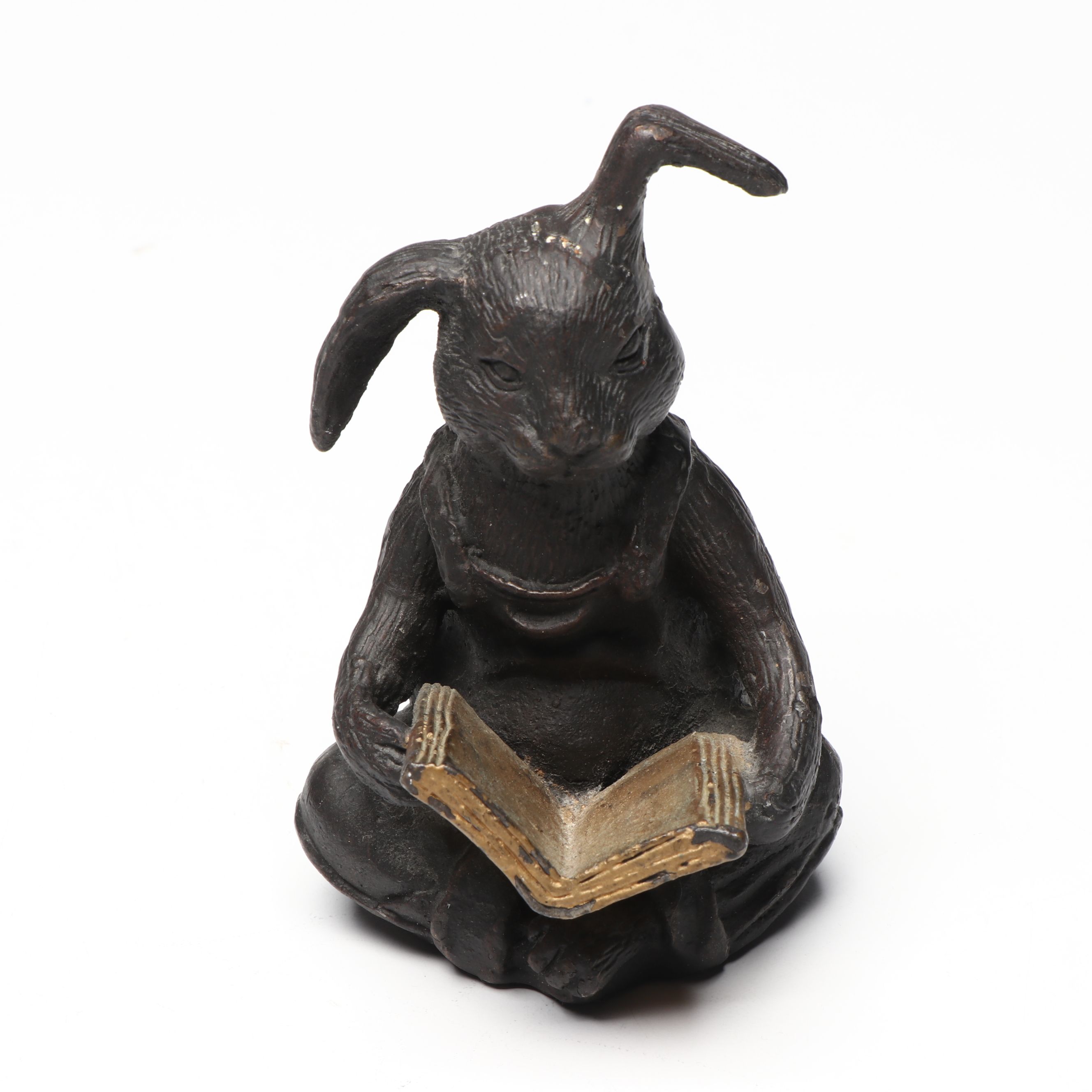 Andrea by Sadek Cast Iron Reading Bunny Paperweights