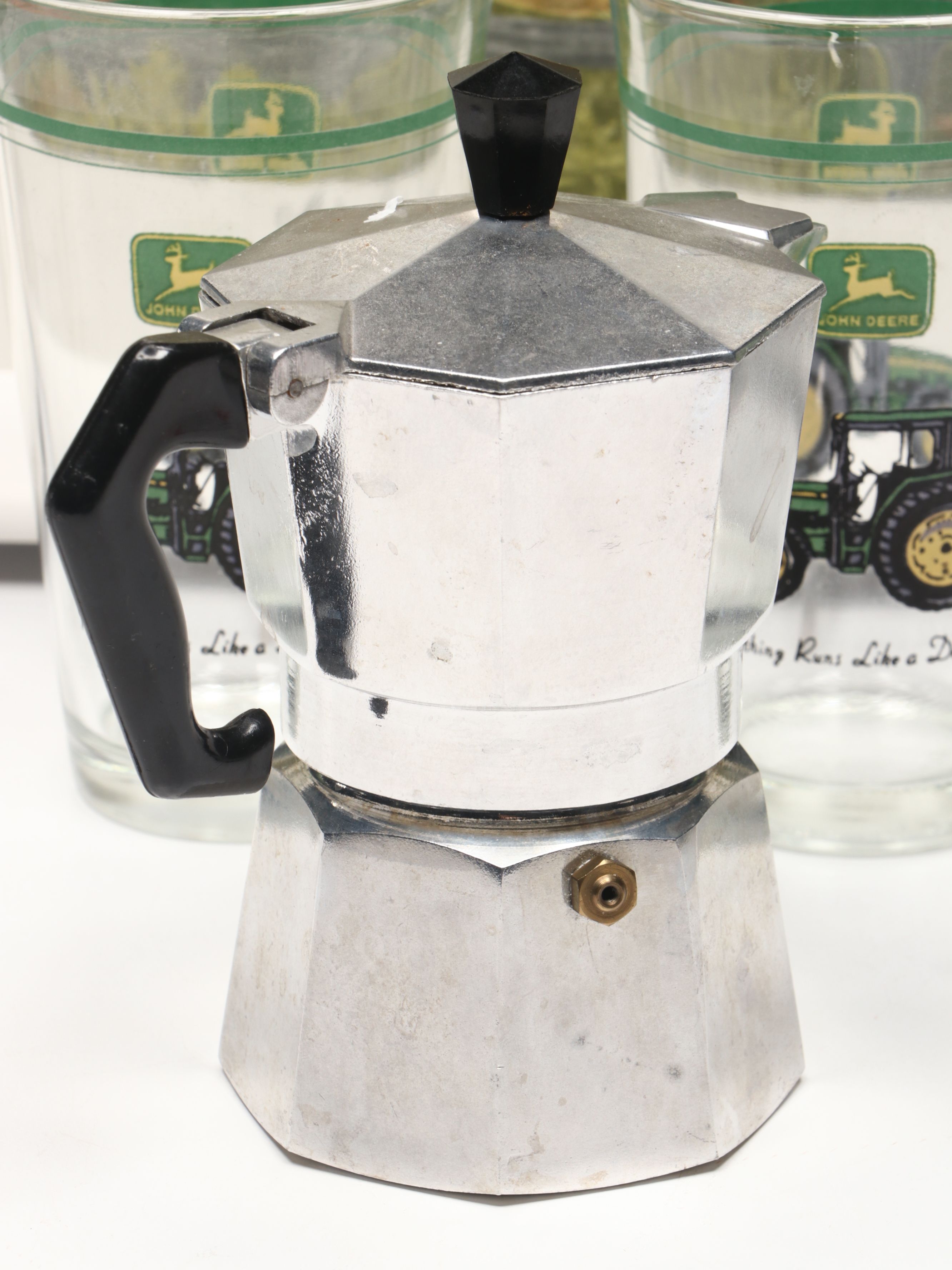 Waverly Products "Mallard Duck" Plastic Tray with Other Tumblers and Moka Pot