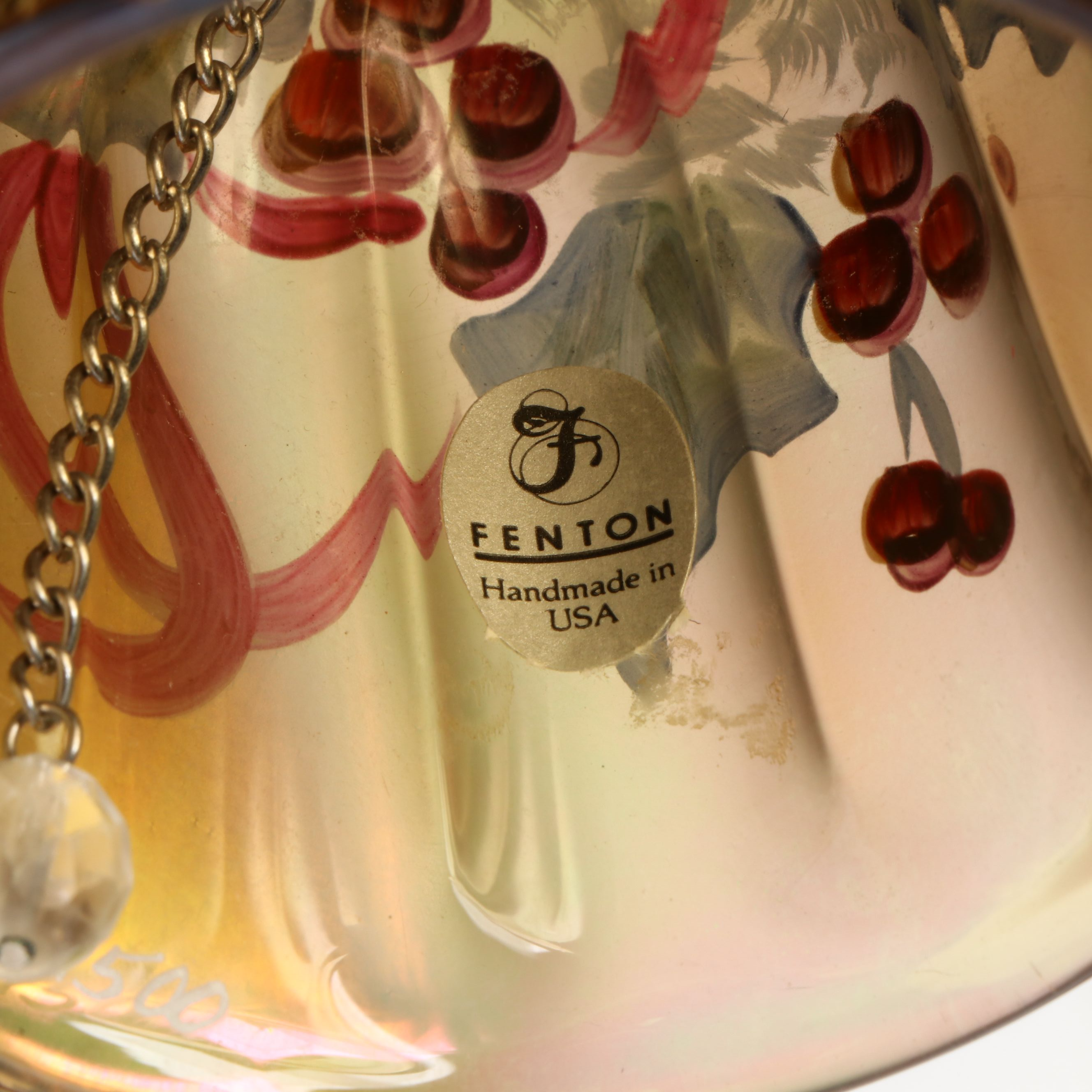 Fenton Hand-Painted Autumn Gold Tulip Votives and Bell with Satin Glass Cat