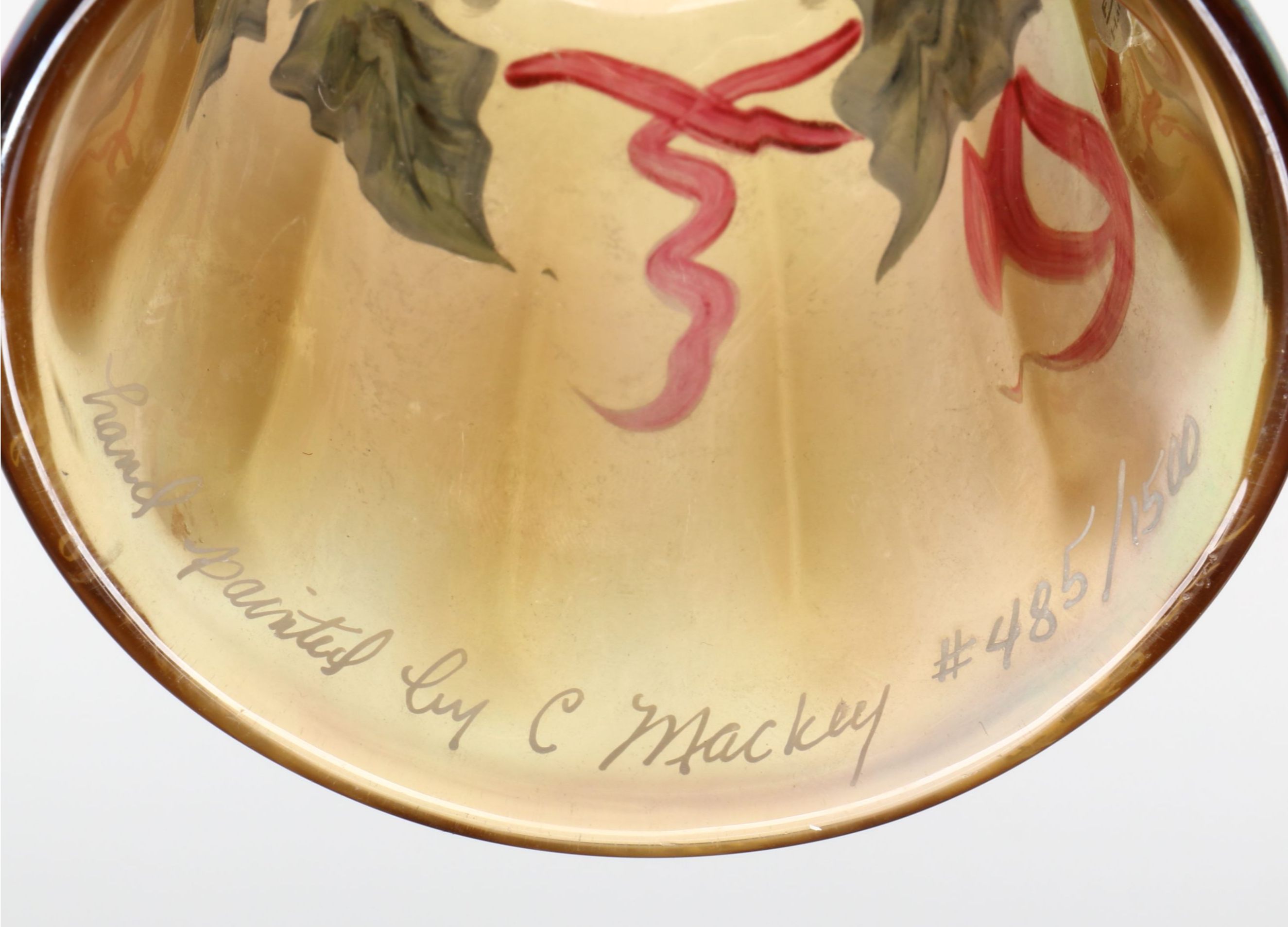 Fenton Hand-Painted Autumn Gold Tulip Votives and Bell with Satin Glass Cat