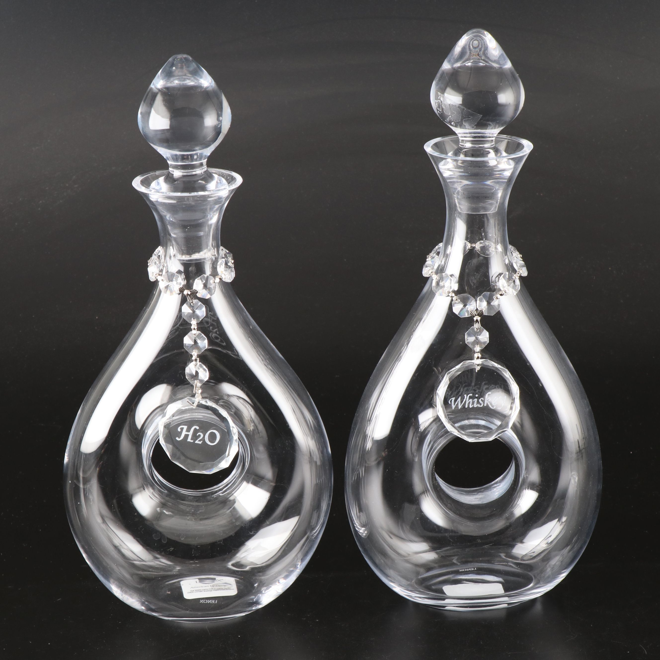 Lenox "Tuscany Classics" Modern Pierced Decanters with Crystal Charms