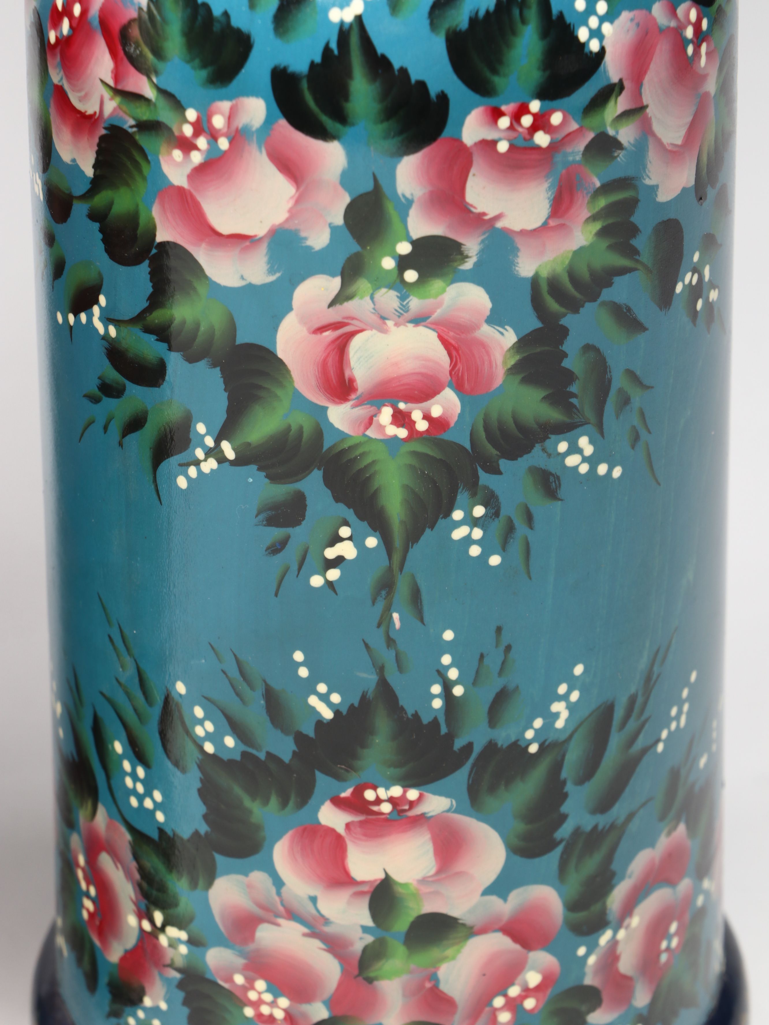 Russian Hand-Painted Folk Art Rooster Wood Bottle Holder with Decorative Bottle