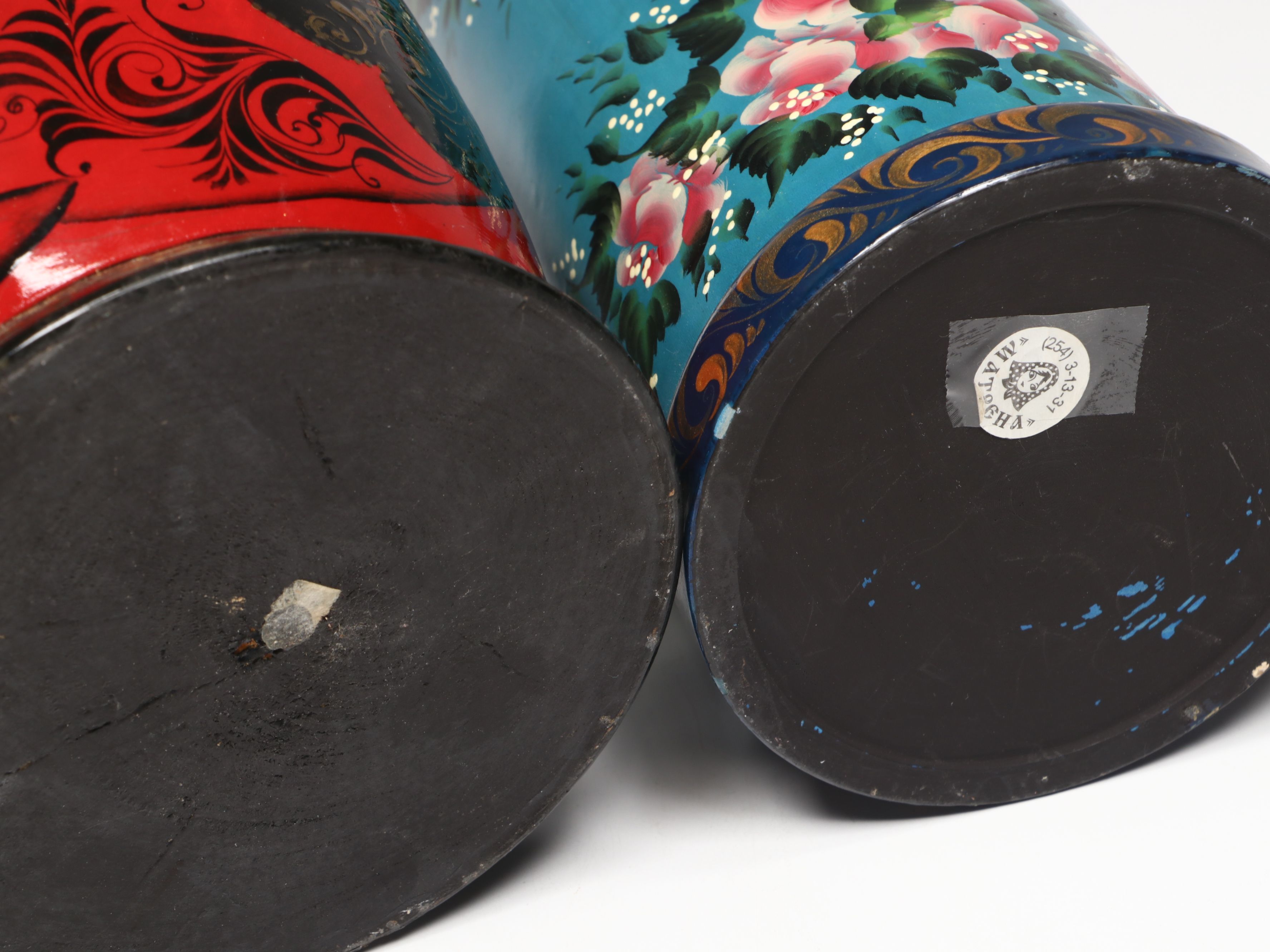 Russian Hand-Painted Folk Art Rooster Wood Bottle Holder with Decorative Bottle