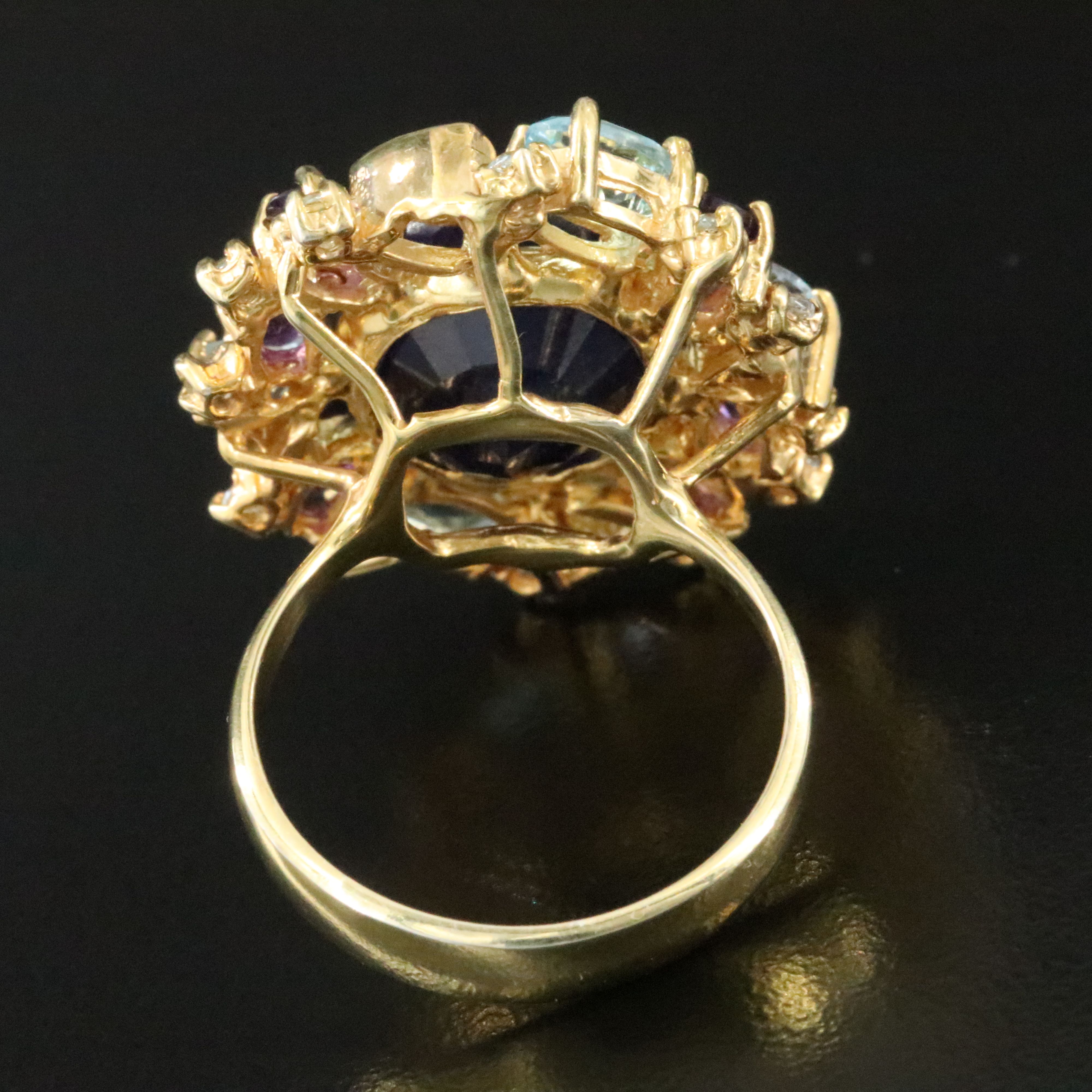 Sterling Filled Corundum, Topaz and Amethyst Ring