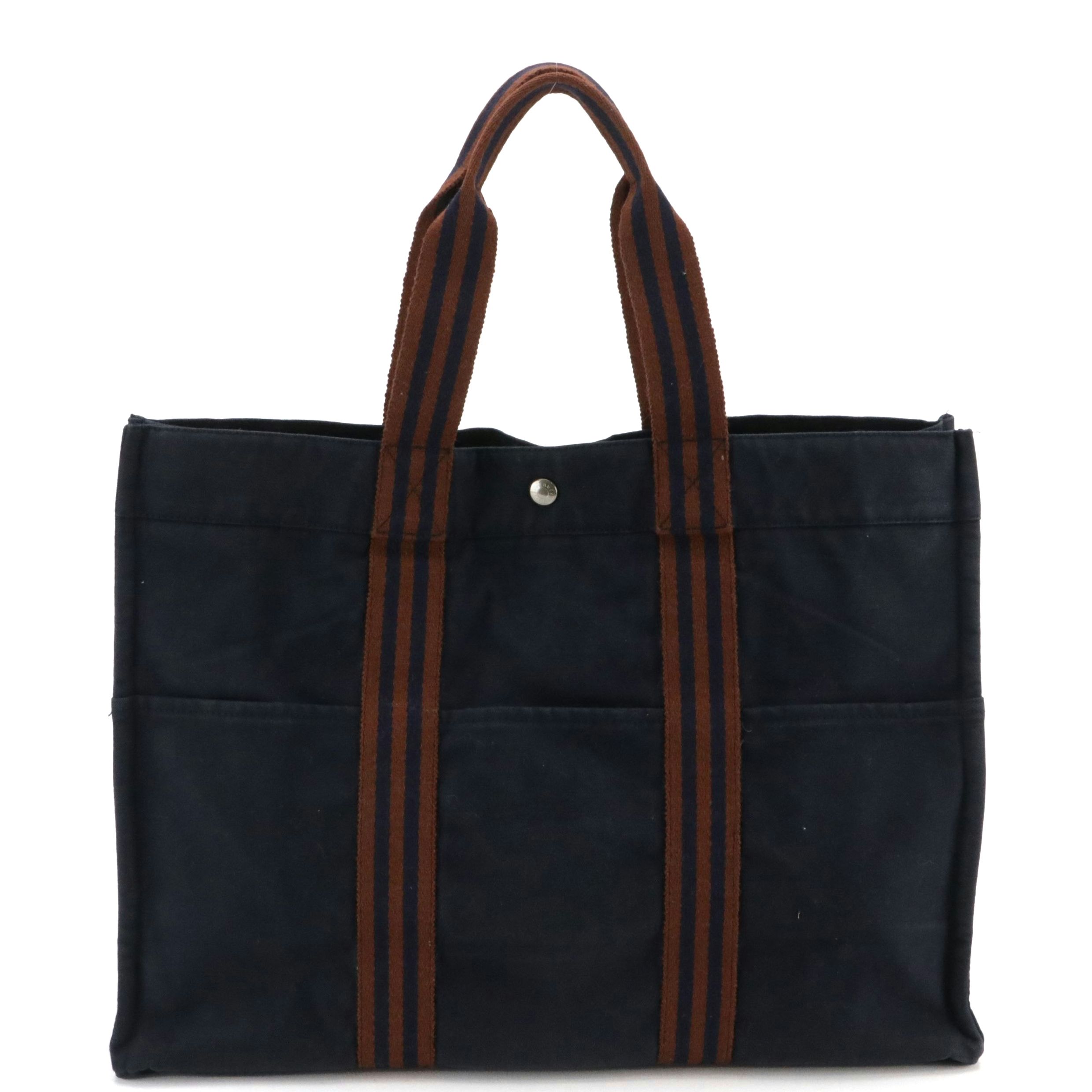 Hermès Cotton Canvas Fourre-Tout GM in Navy/Rust