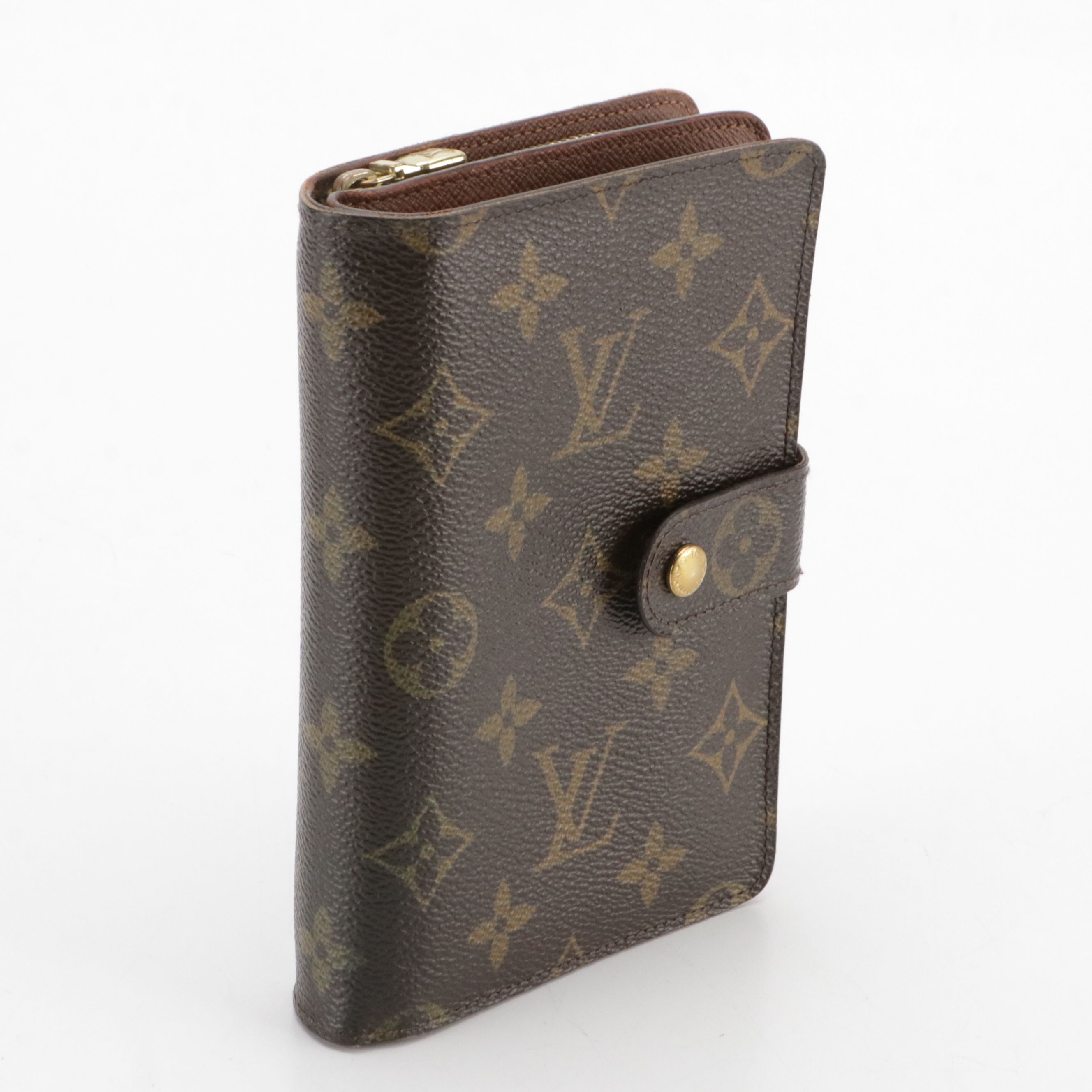 Louis Vuitton Porte-Papier Zippé Bifold Wallet in Monogram Canvas and Leather