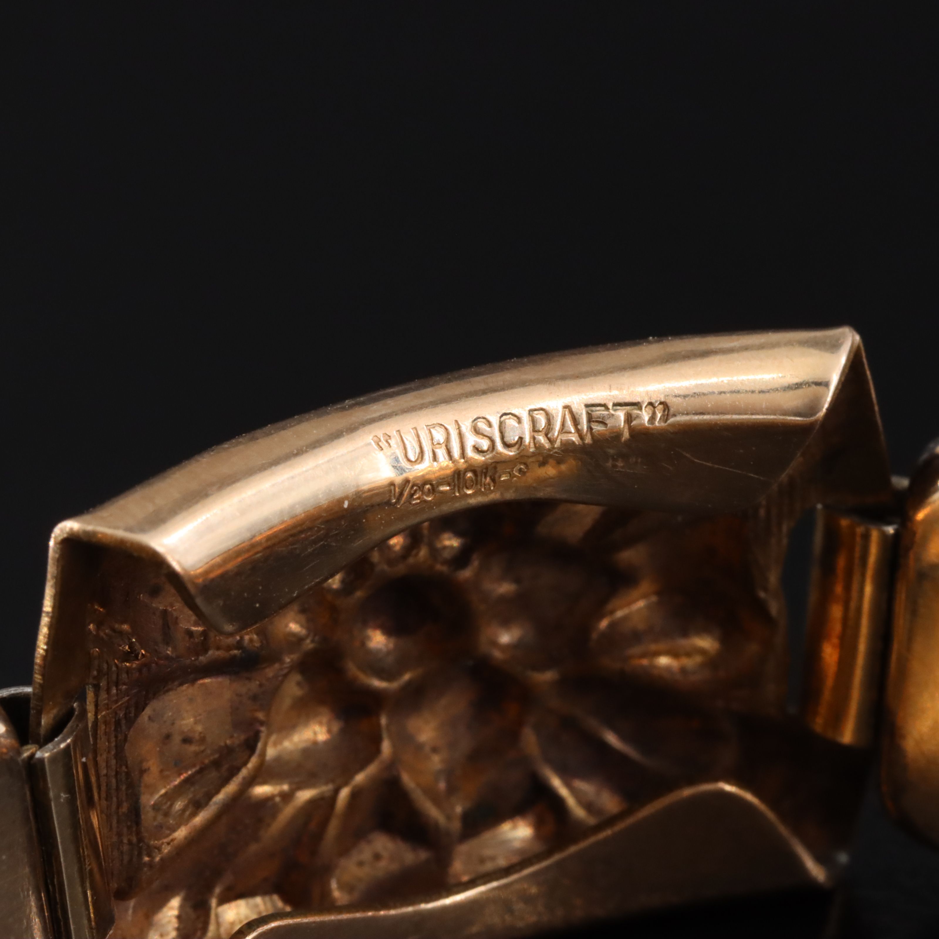 Vintage Gold-Filled Over Sterling Floral Panel Bracelet, 1940s