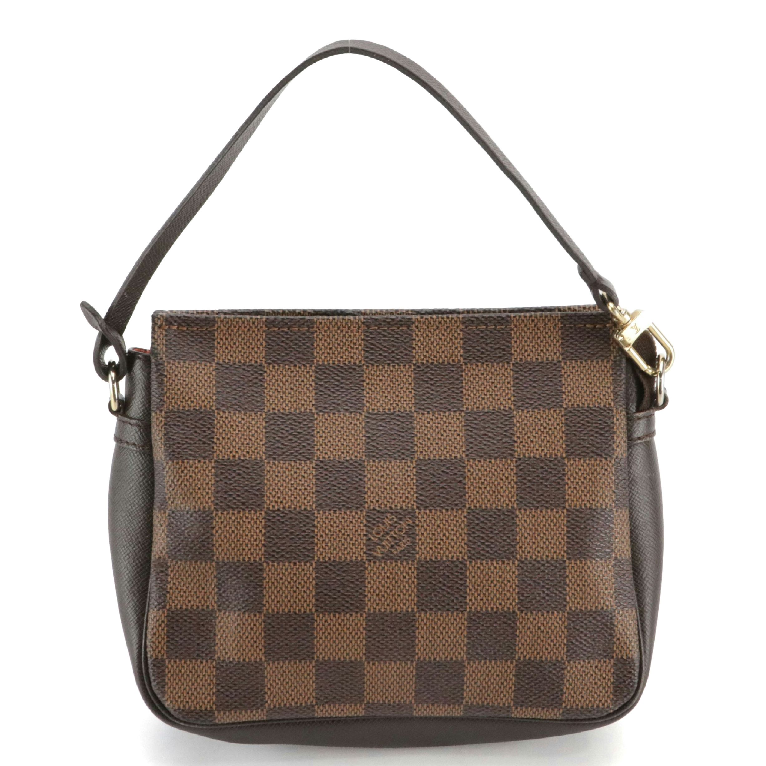 Louis Vuitton Trousse Pochette Bag in Damier Ebene Canvas and Leather