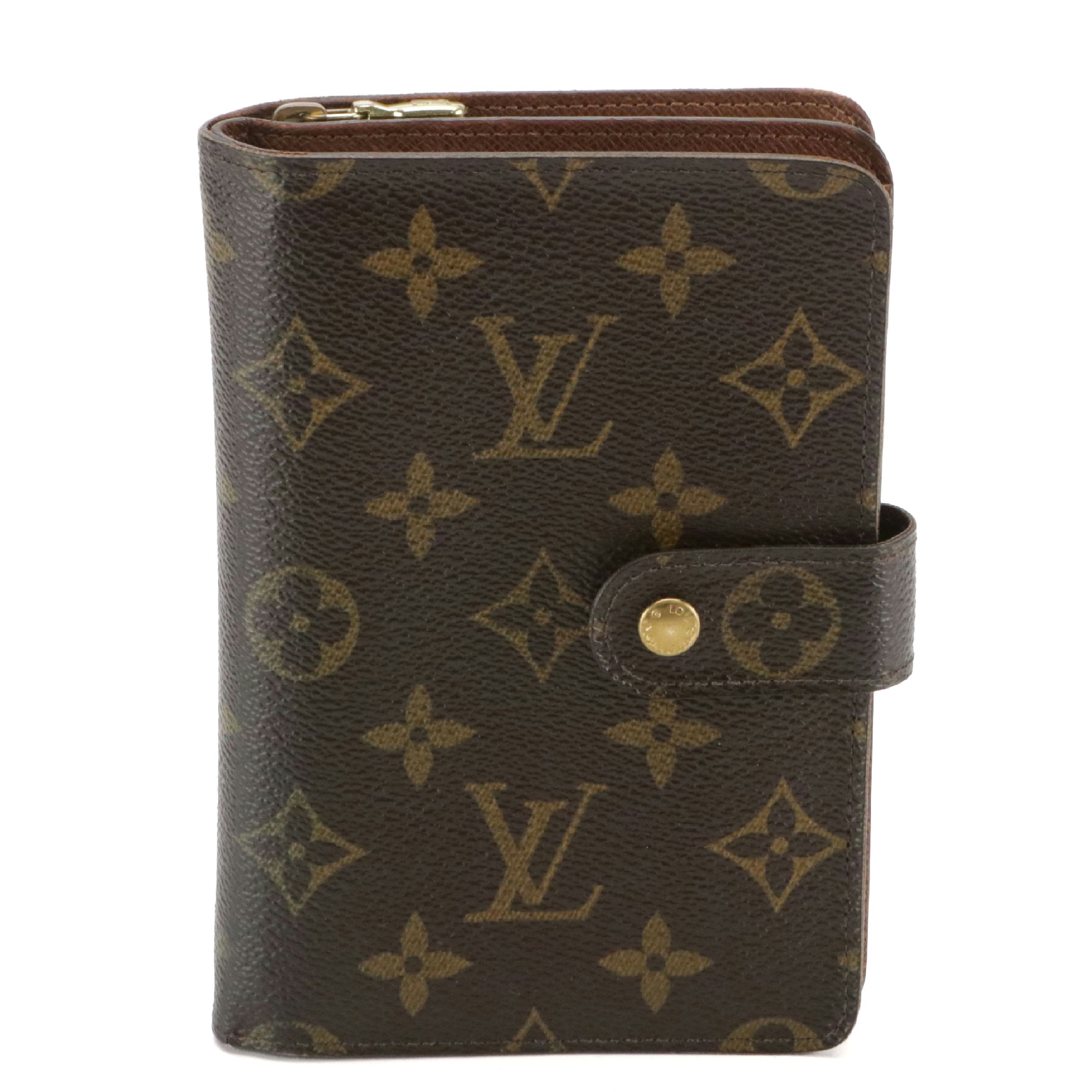 Louis Vuitton Porte-Papier Zippé Bifold Wallet in Monogram Canvas and Leather