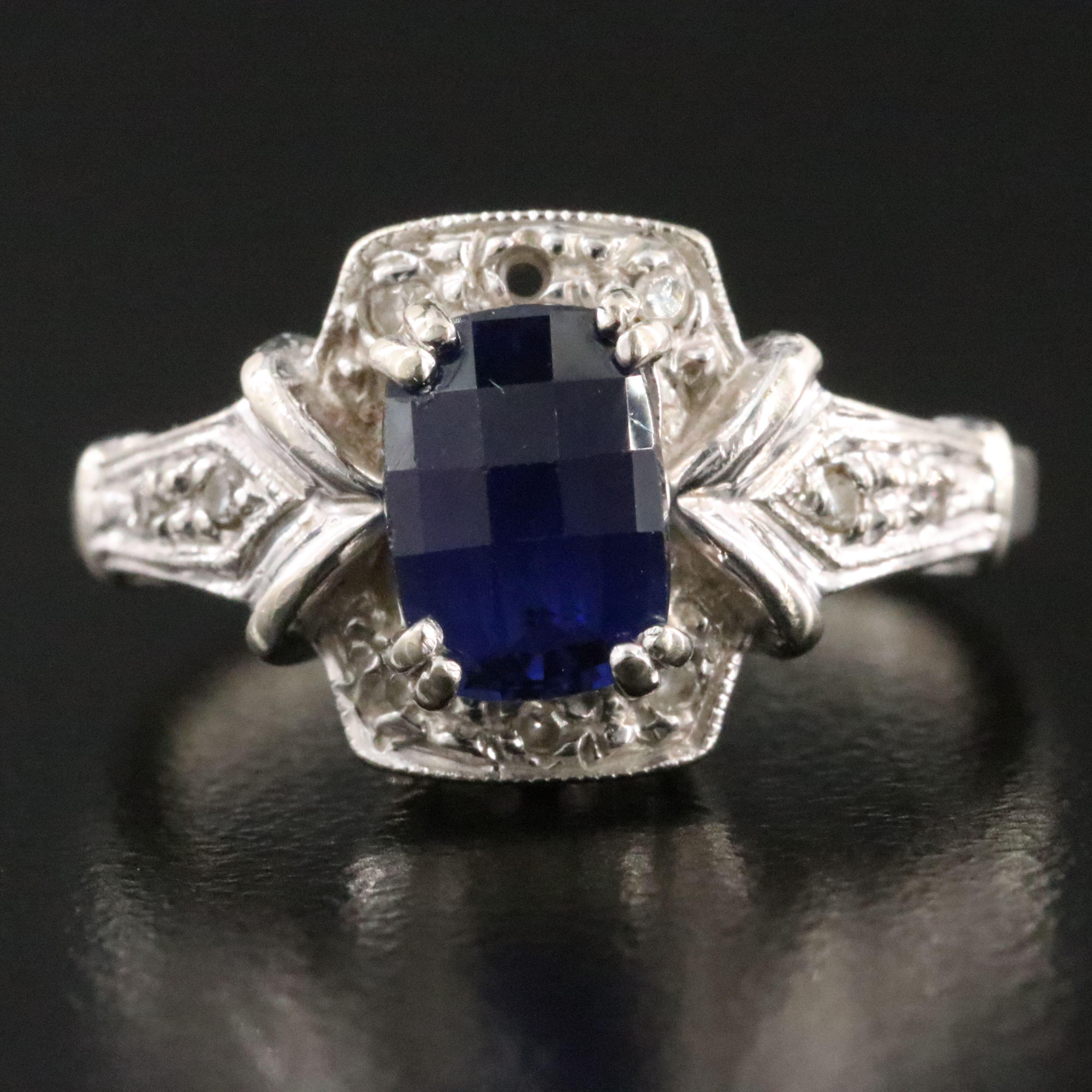 10K Sapphire and Diamond Ring