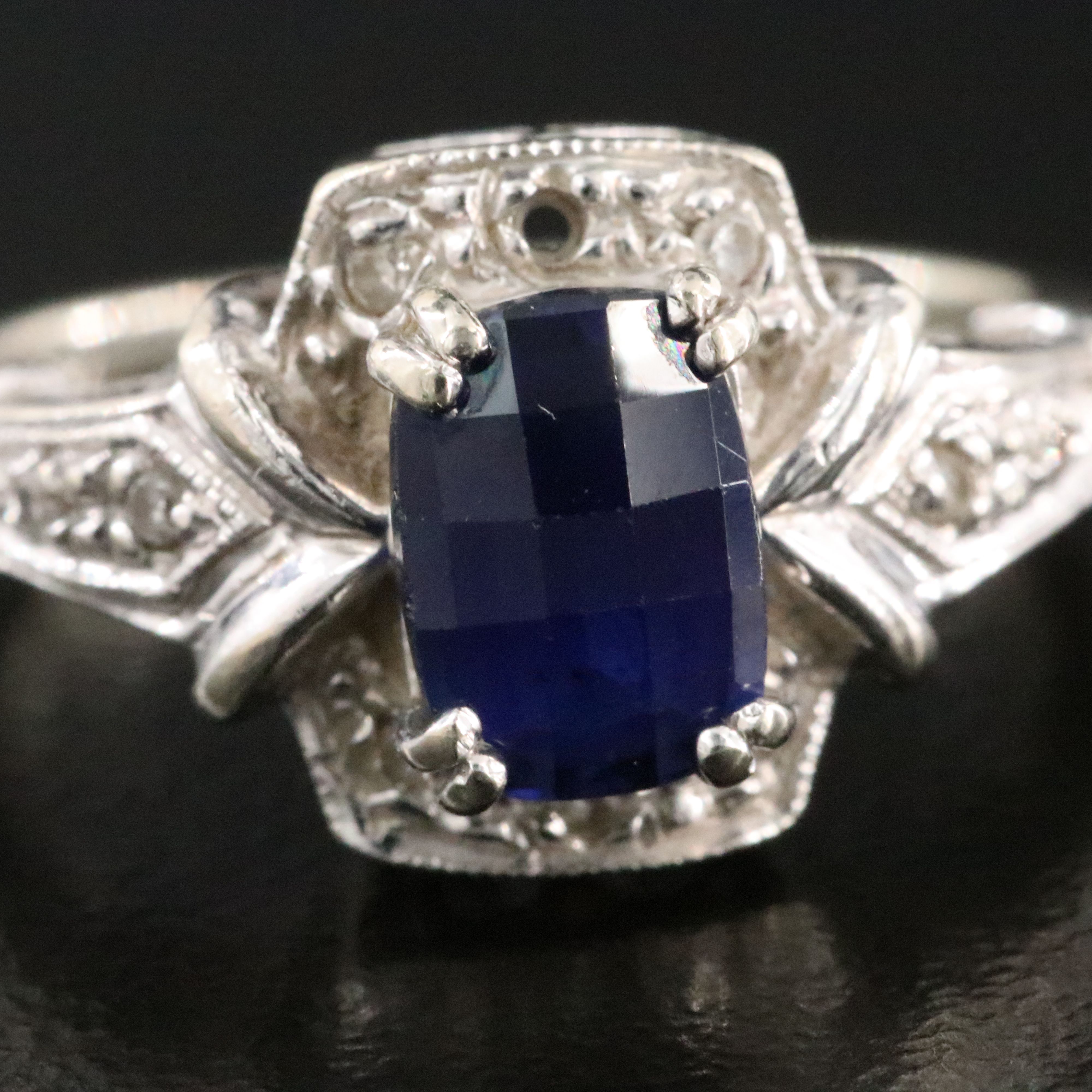 10K Sapphire and Diamond Ring