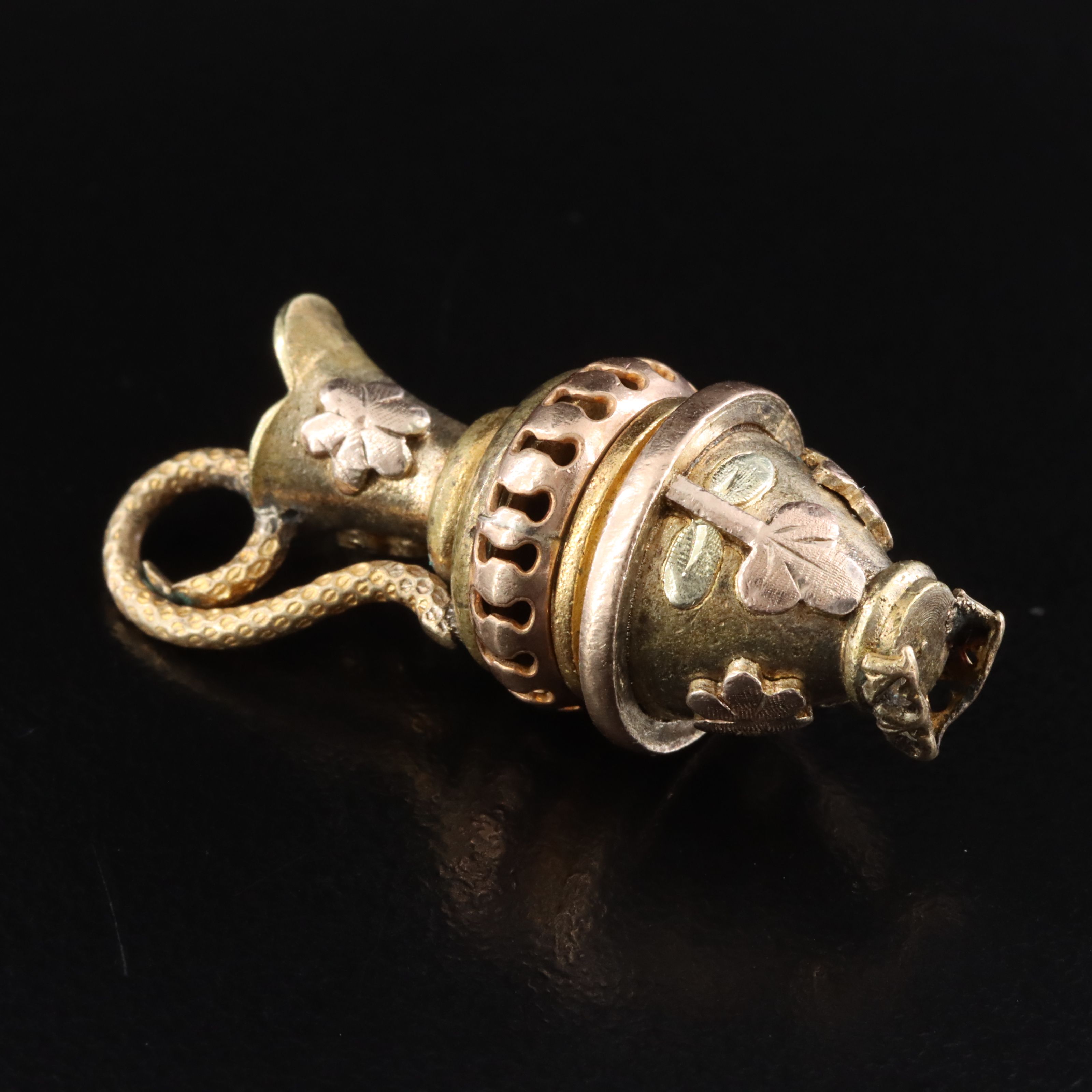 Vintage Tri-Tone Floral Ewer Pendant