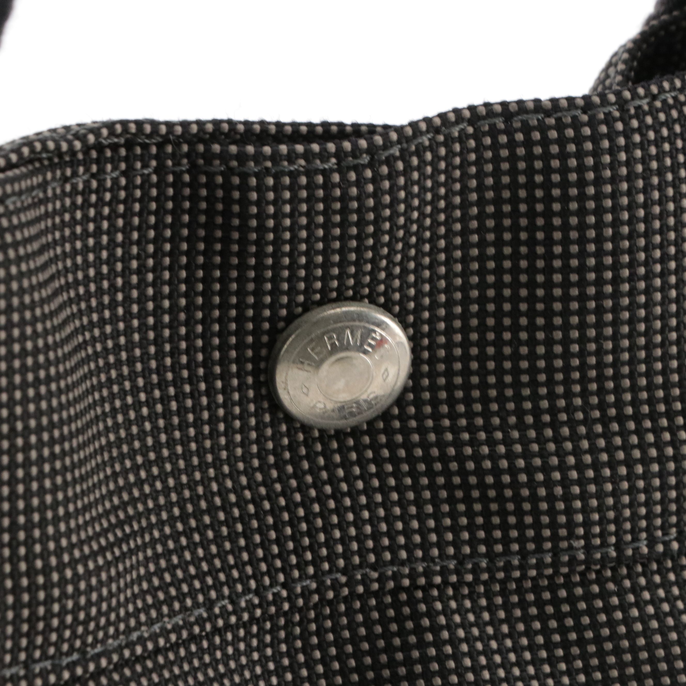 Hermès Toile Canvas Herline Tote MM in Grey/Black