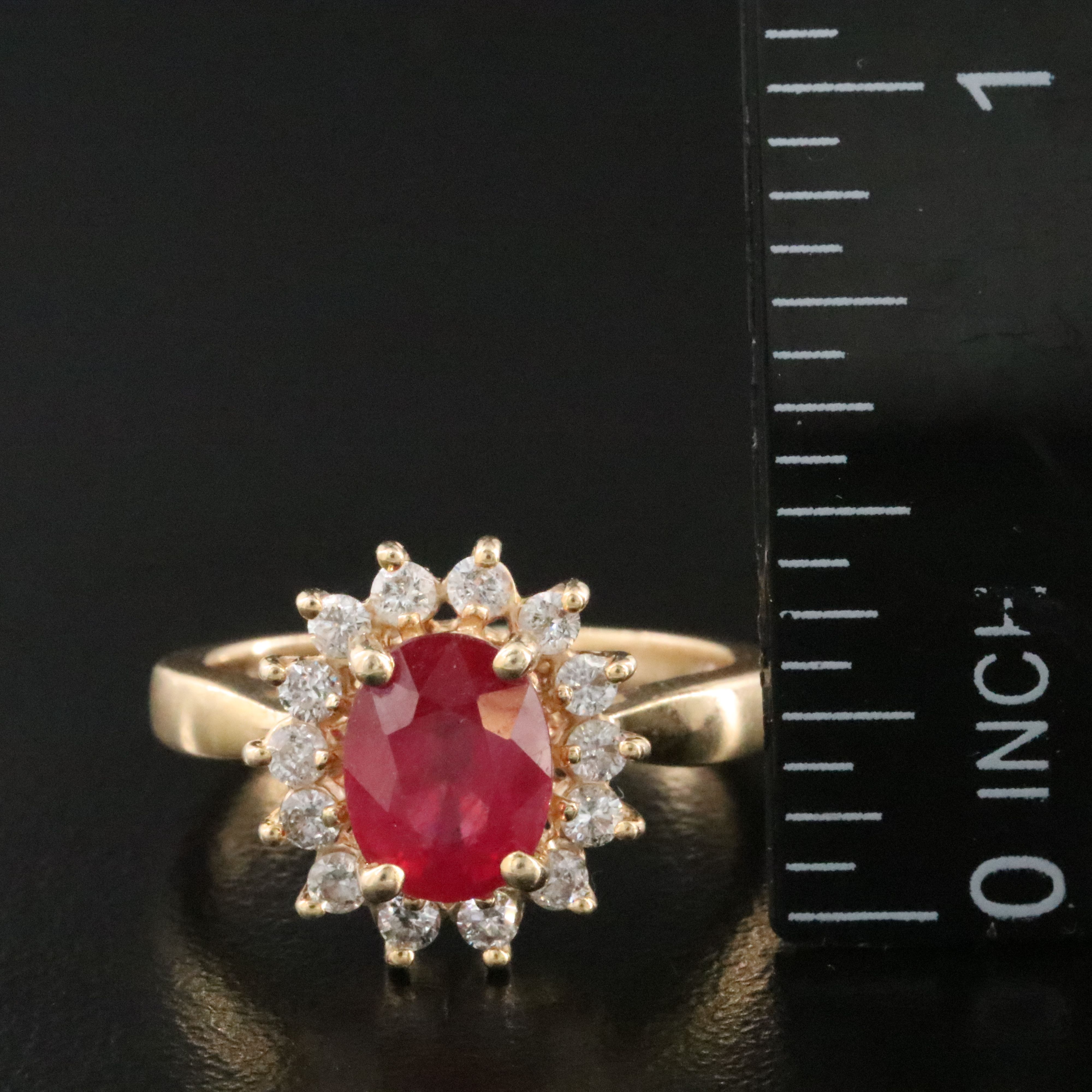 14K Filled Corundum and Diamond Ring