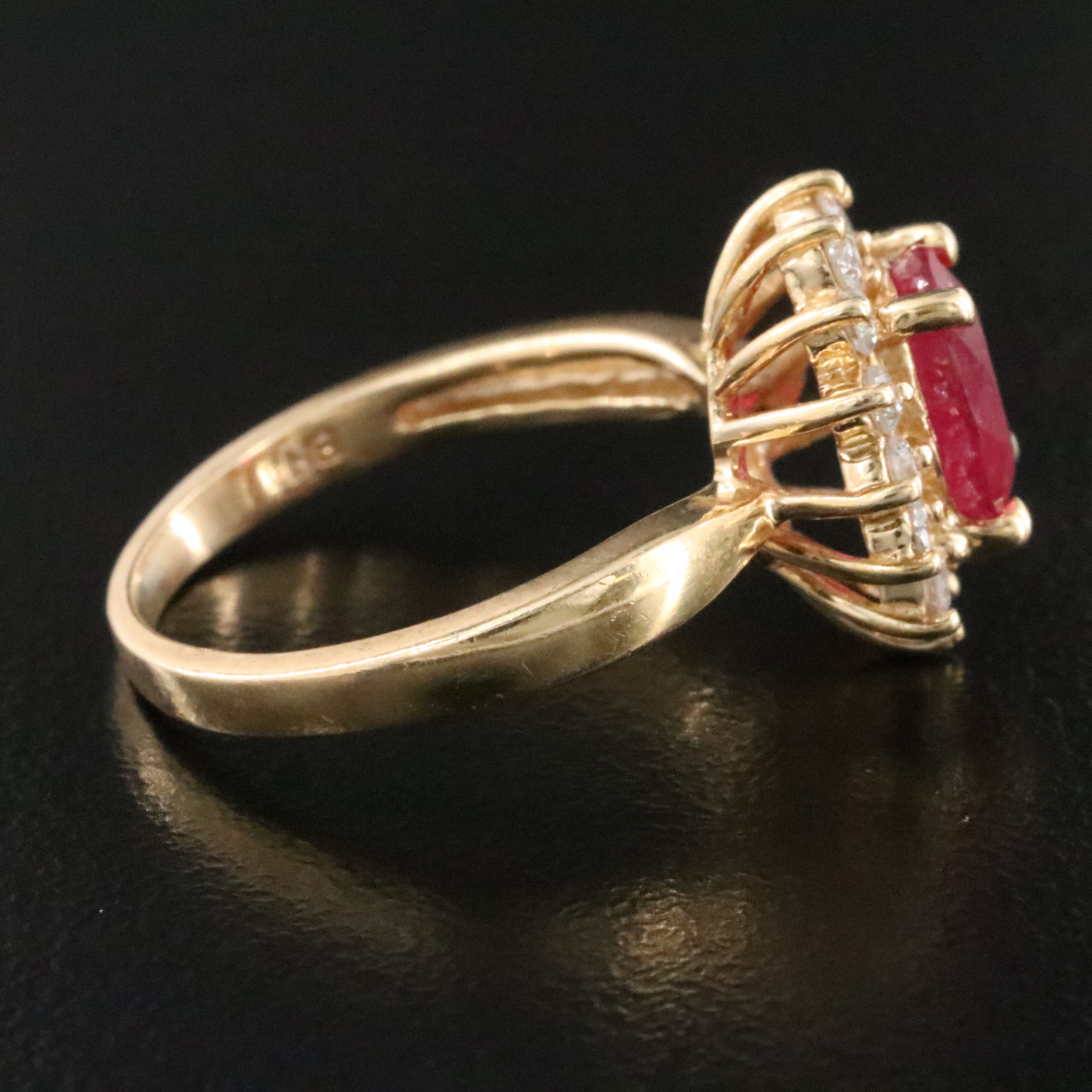 14K Filled Corundum and Diamond Ring