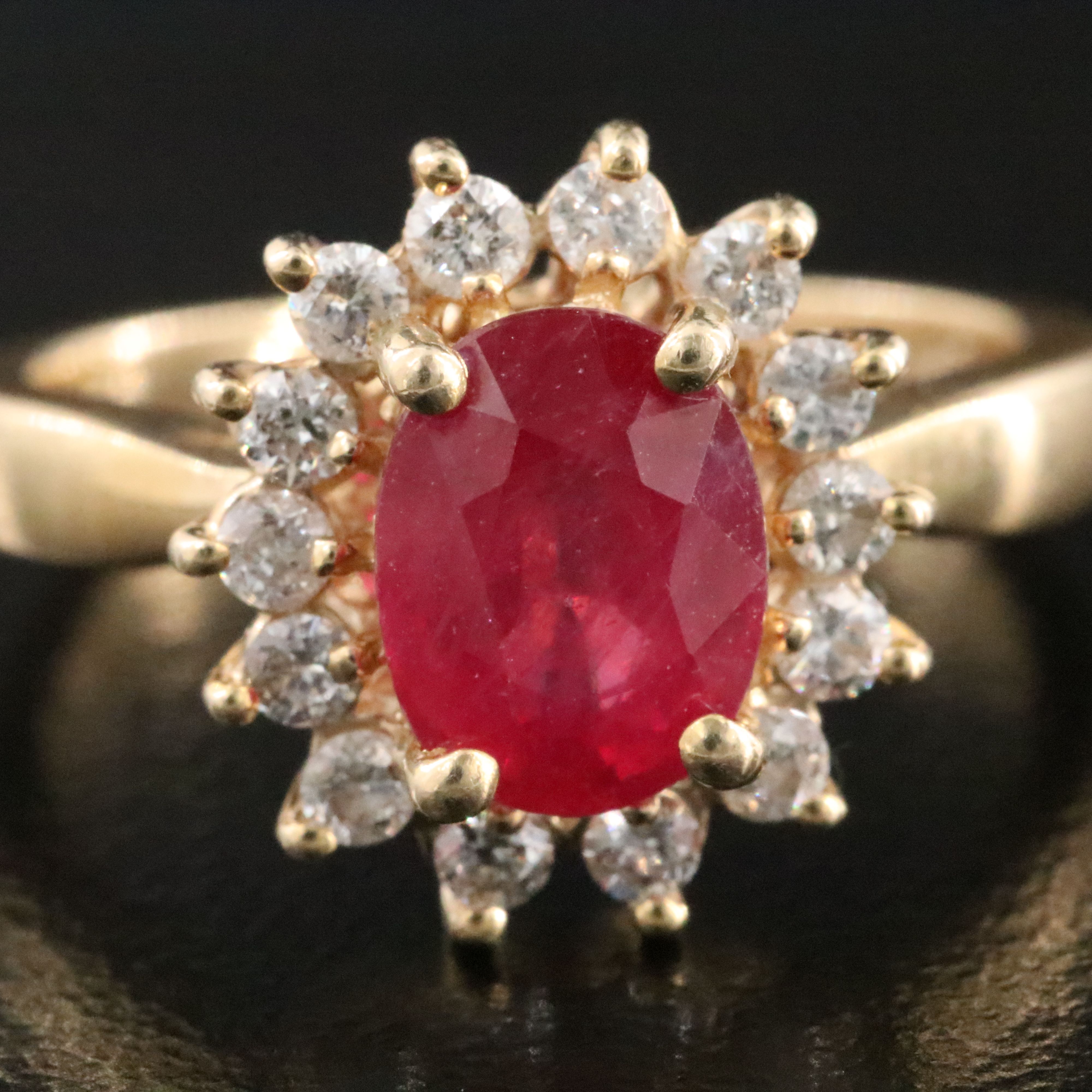 14K Filled Corundum and Diamond Ring