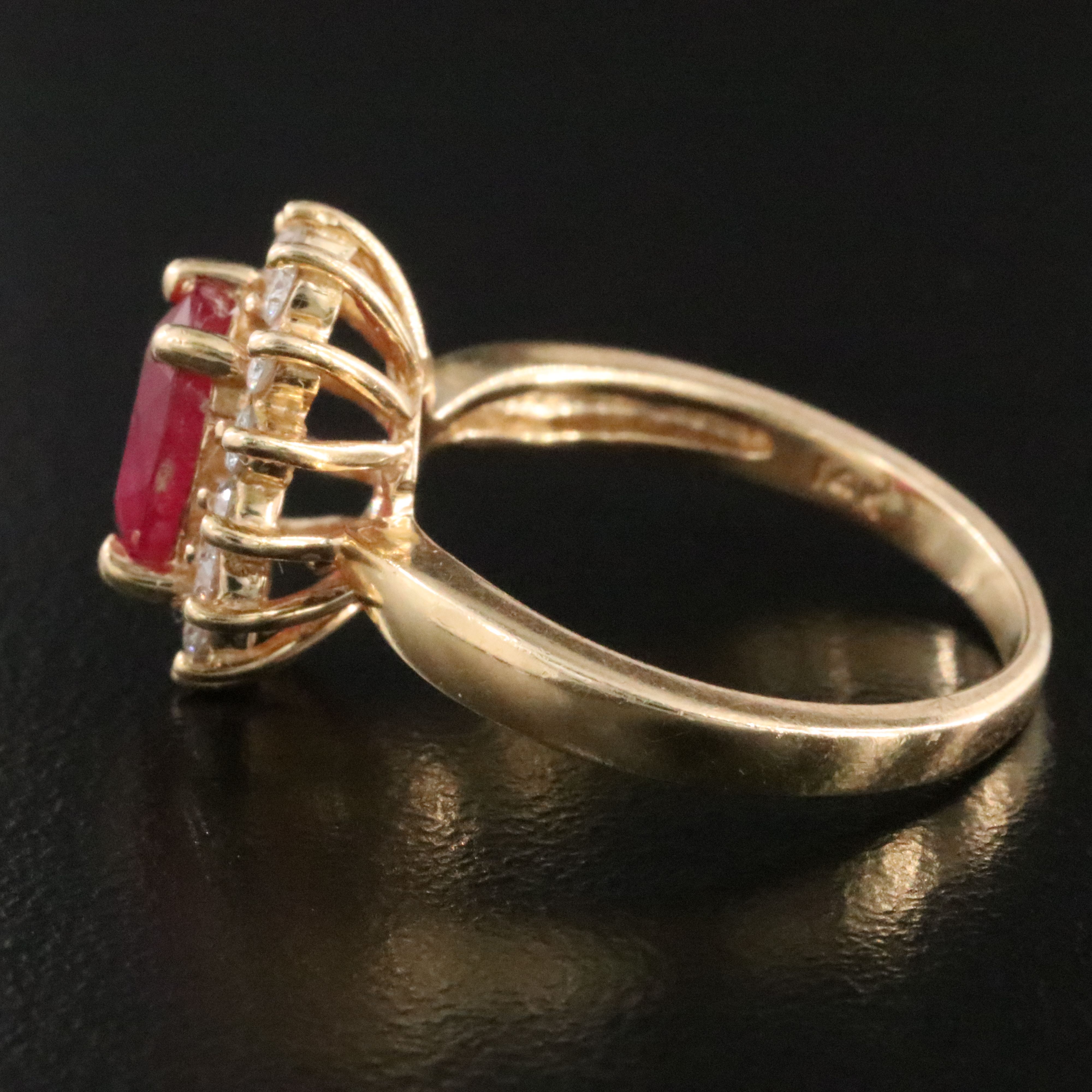 14K Filled Corundum and Diamond Ring