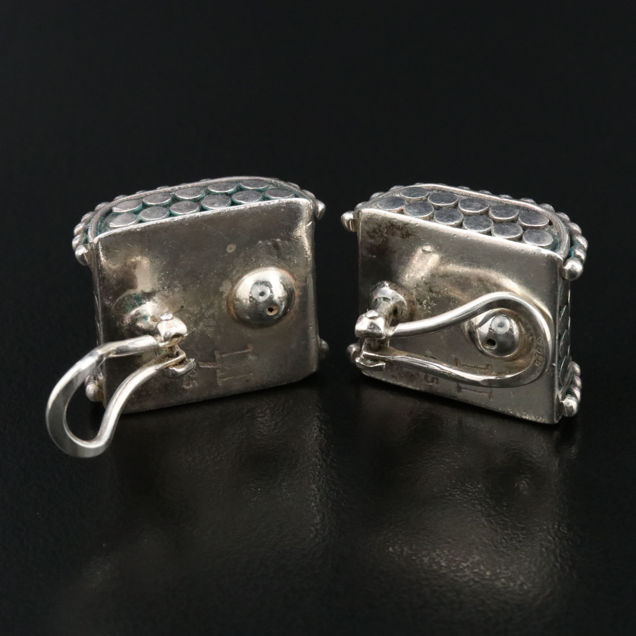 John Hardy Dot Sterling Square Clip Earrings