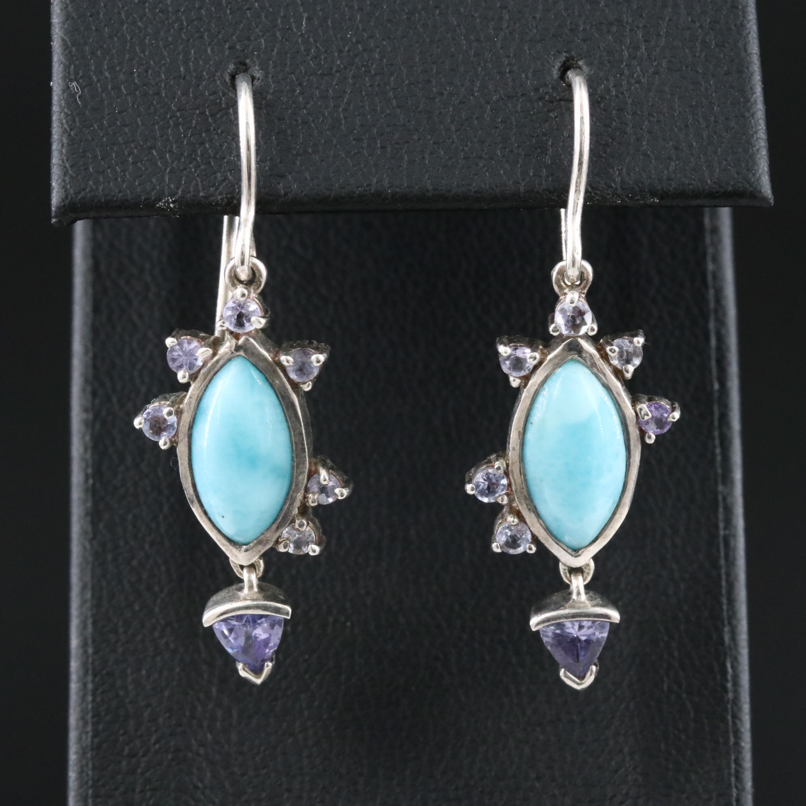 Sterling Larimar and Tanzanite Earrings