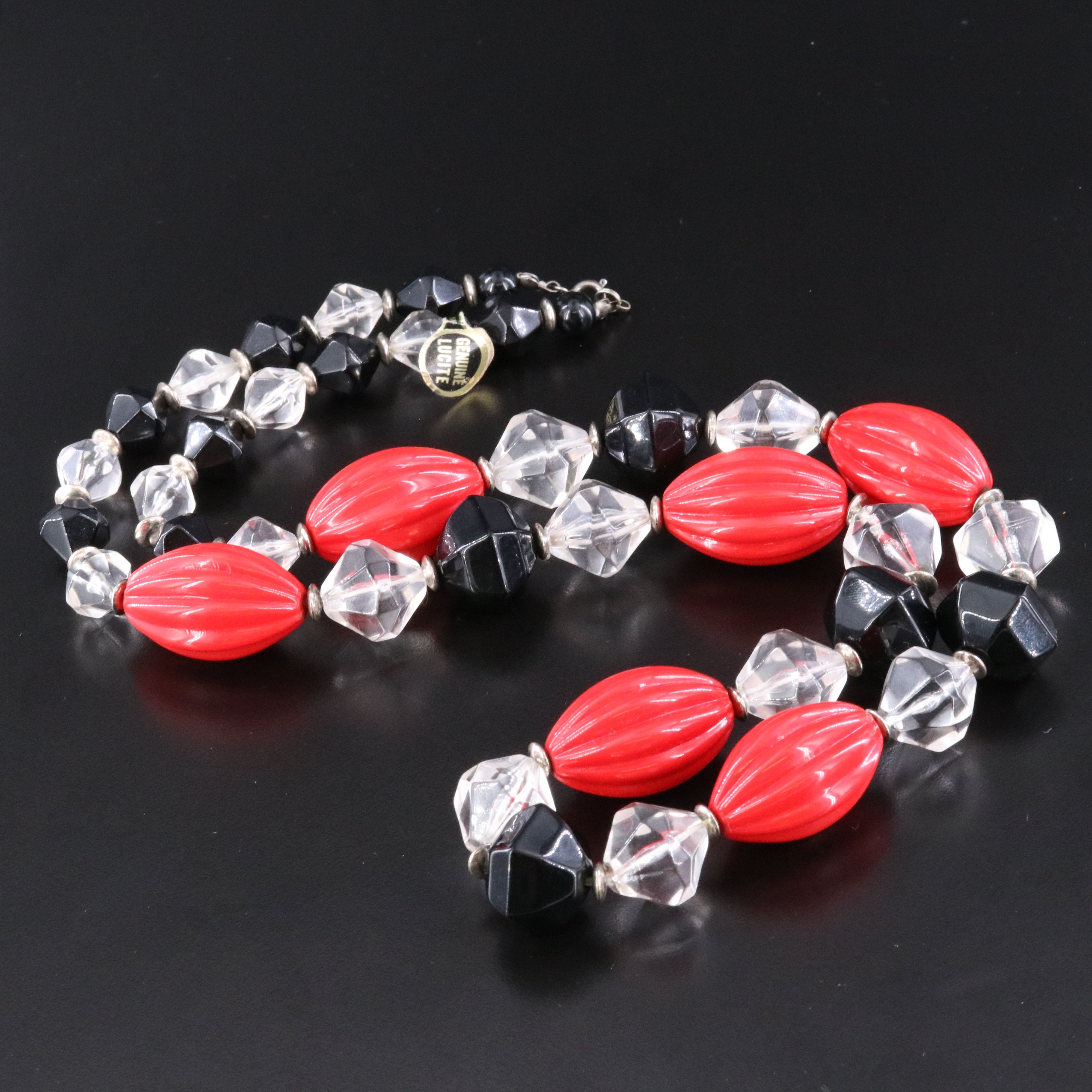 Vintage Lucite and Carved Bangle Featured in Necklace and Bracelet Selection