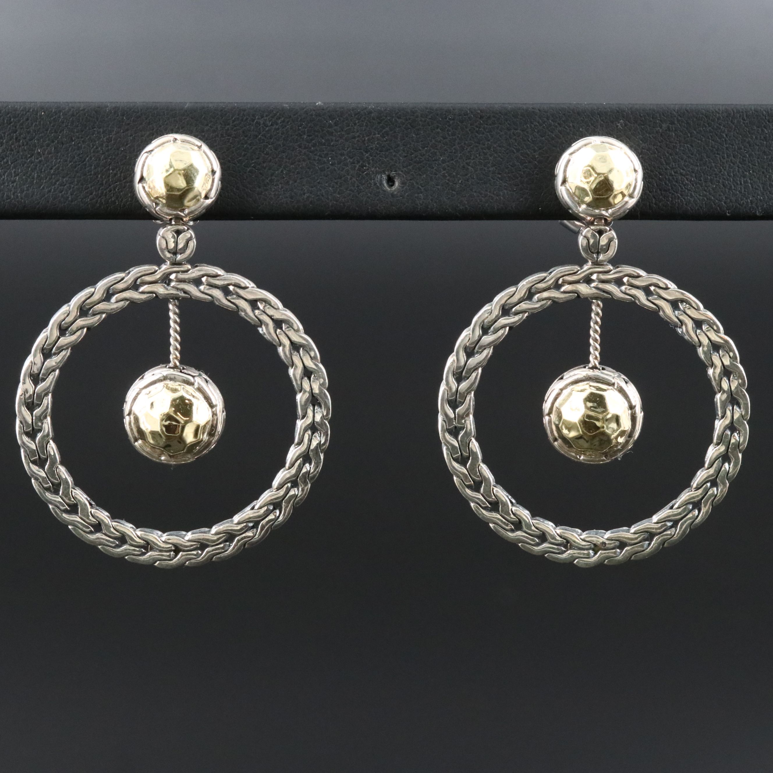 John Hardy Classic Chain Sterling Door Knocker Earrings with Palu 22K Drops