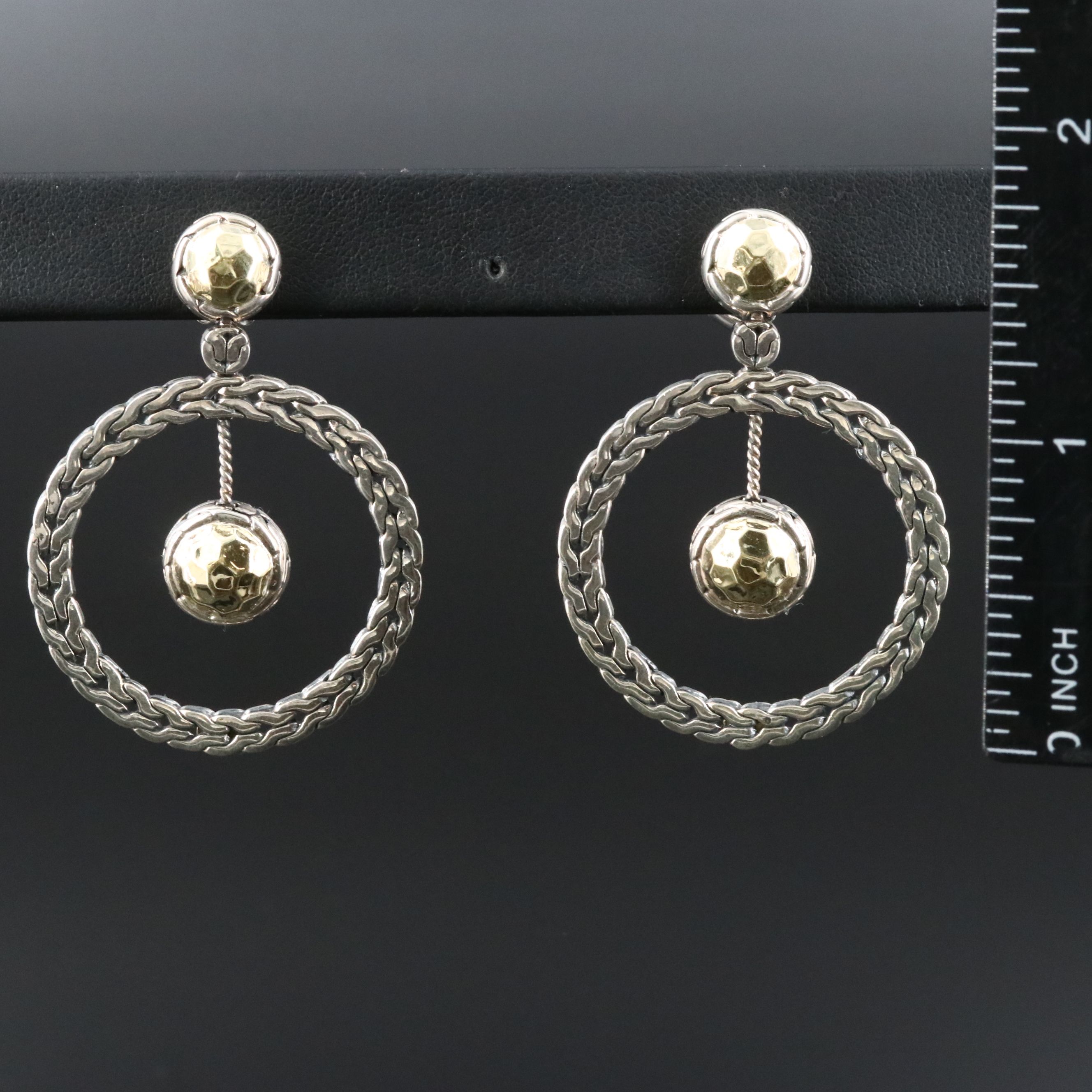 John Hardy Classic Chain Sterling Door Knocker Earrings with Palu 22K Drops