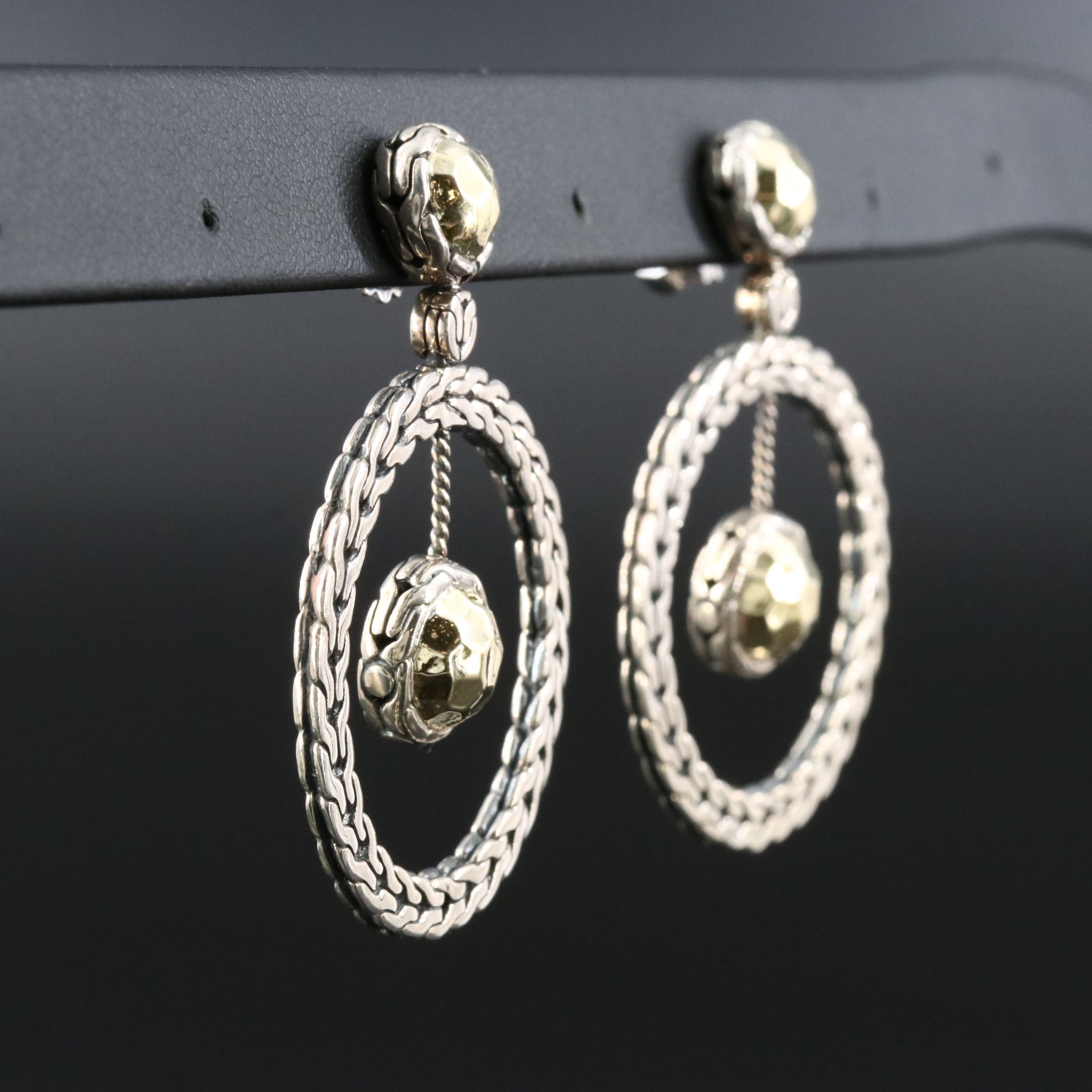 John Hardy Classic Chain Sterling Door Knocker Earrings with Palu 22K Drops