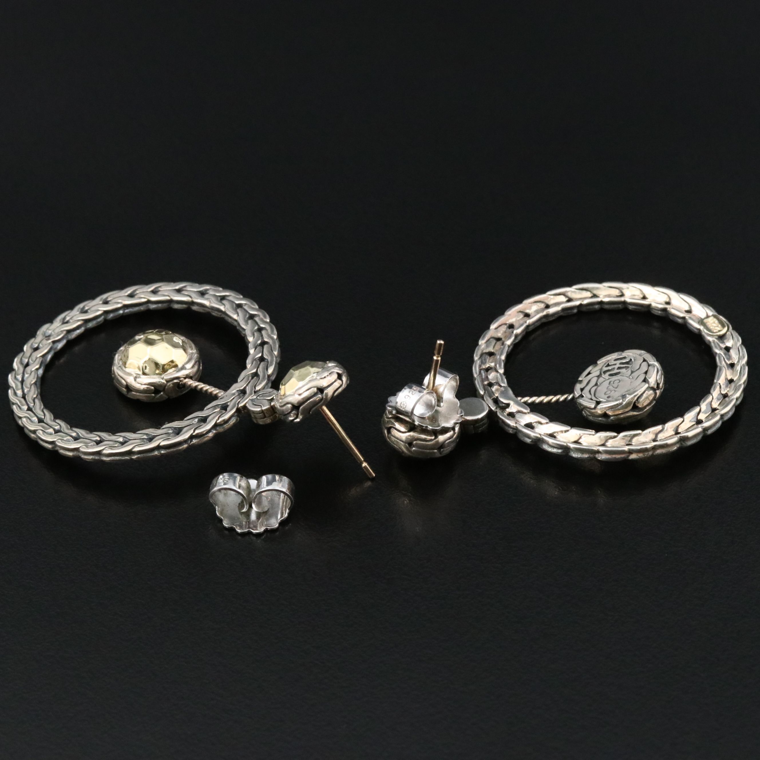 John Hardy Classic Chain Sterling Door Knocker Earrings with Palu 22K Drops