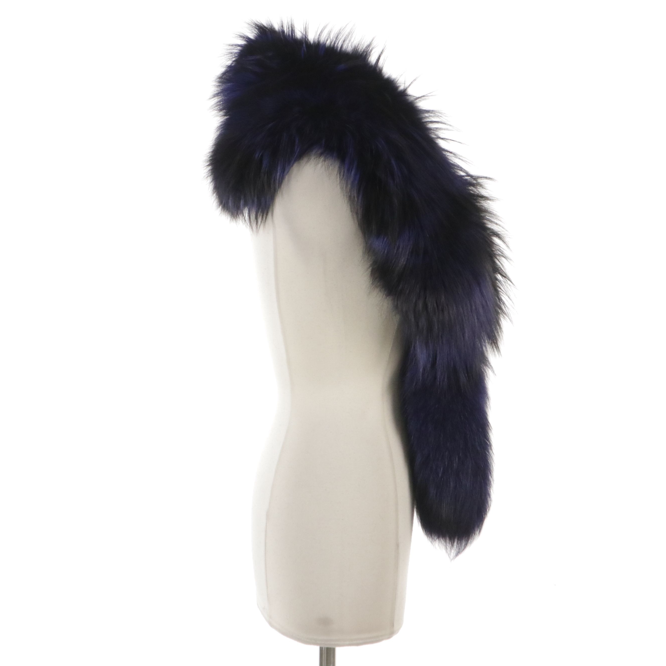Christian Cota x Saga Furs Dyed Silver Fox Fur Stole with Tails