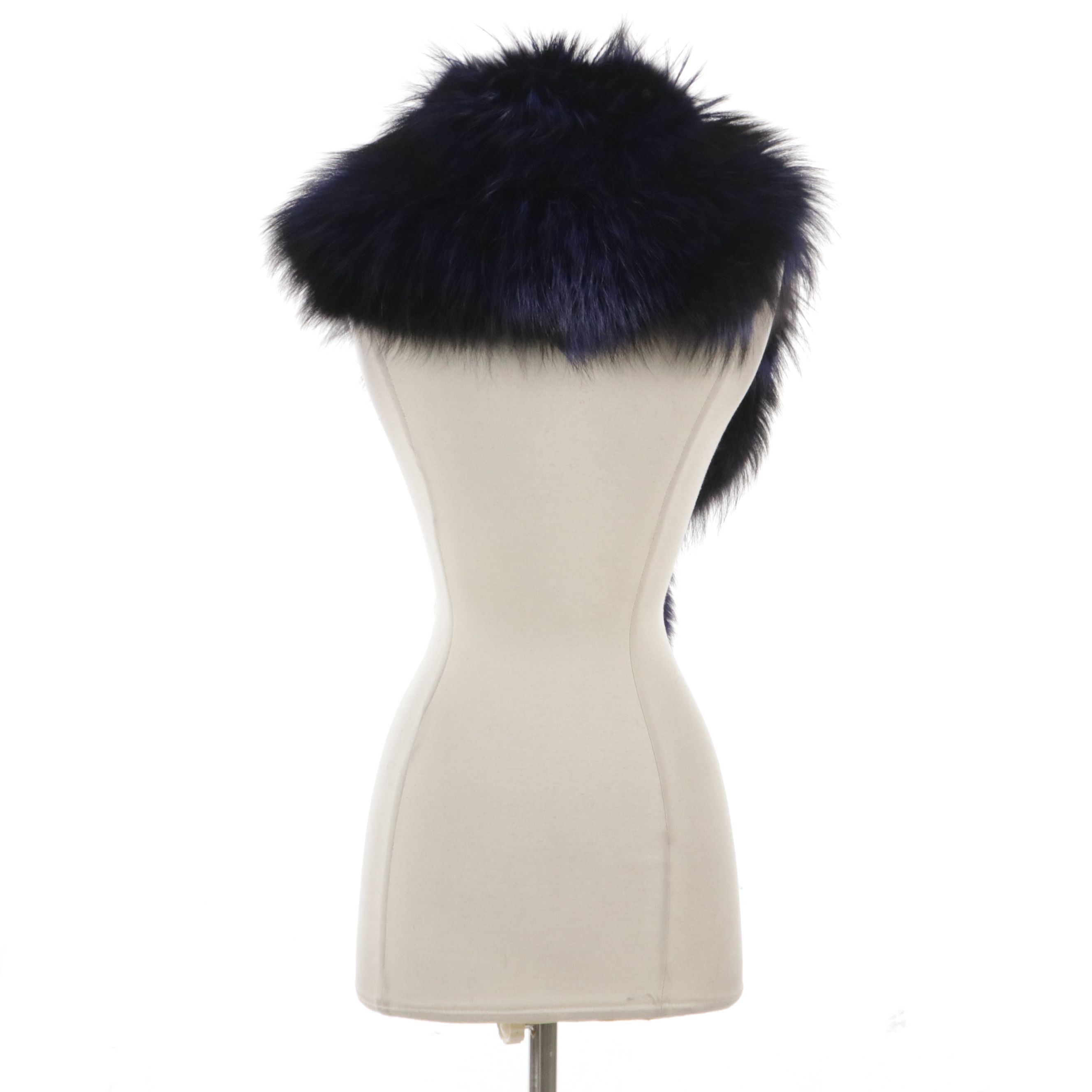 Christian Cota x Saga Furs Dyed Silver Fox Fur Stole with Tails