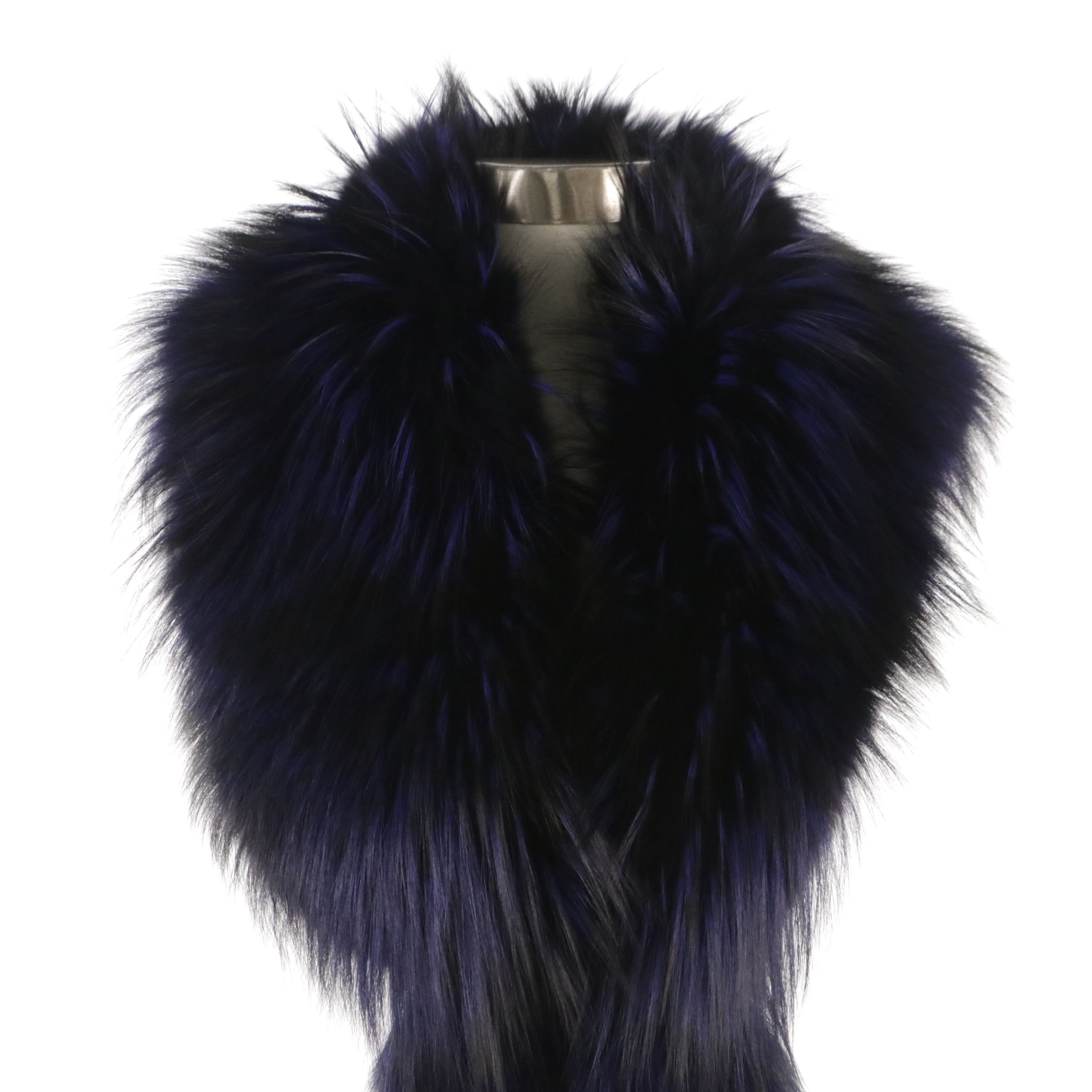Christian Cota x Saga Furs Dyed Silver Fox Fur Stole with Tails