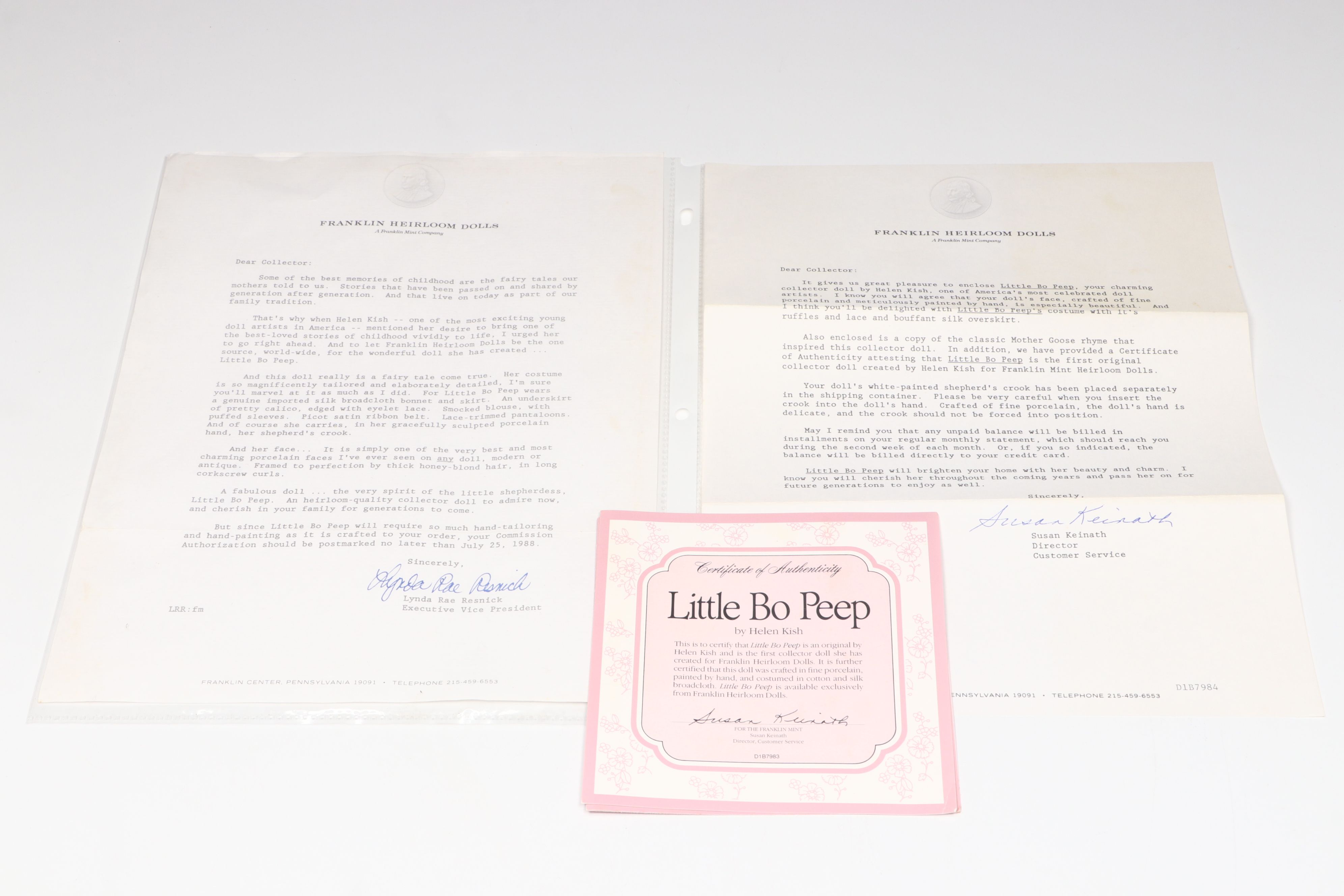 Franklin Heirloom "Little Bo Peep" Porcelain Doll