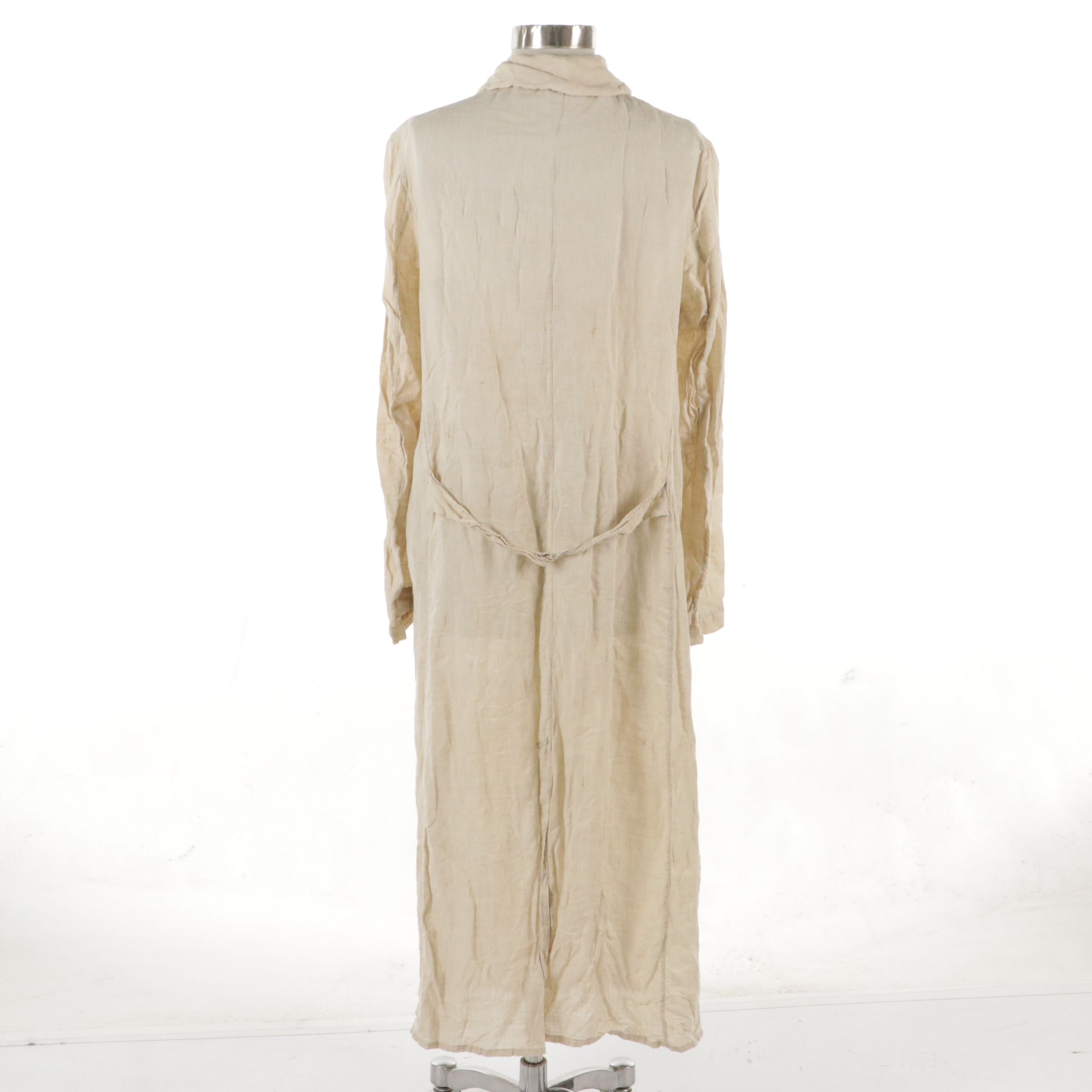 Unisex Double-Breasted Motoring Duster Coat in Linen, 1920s