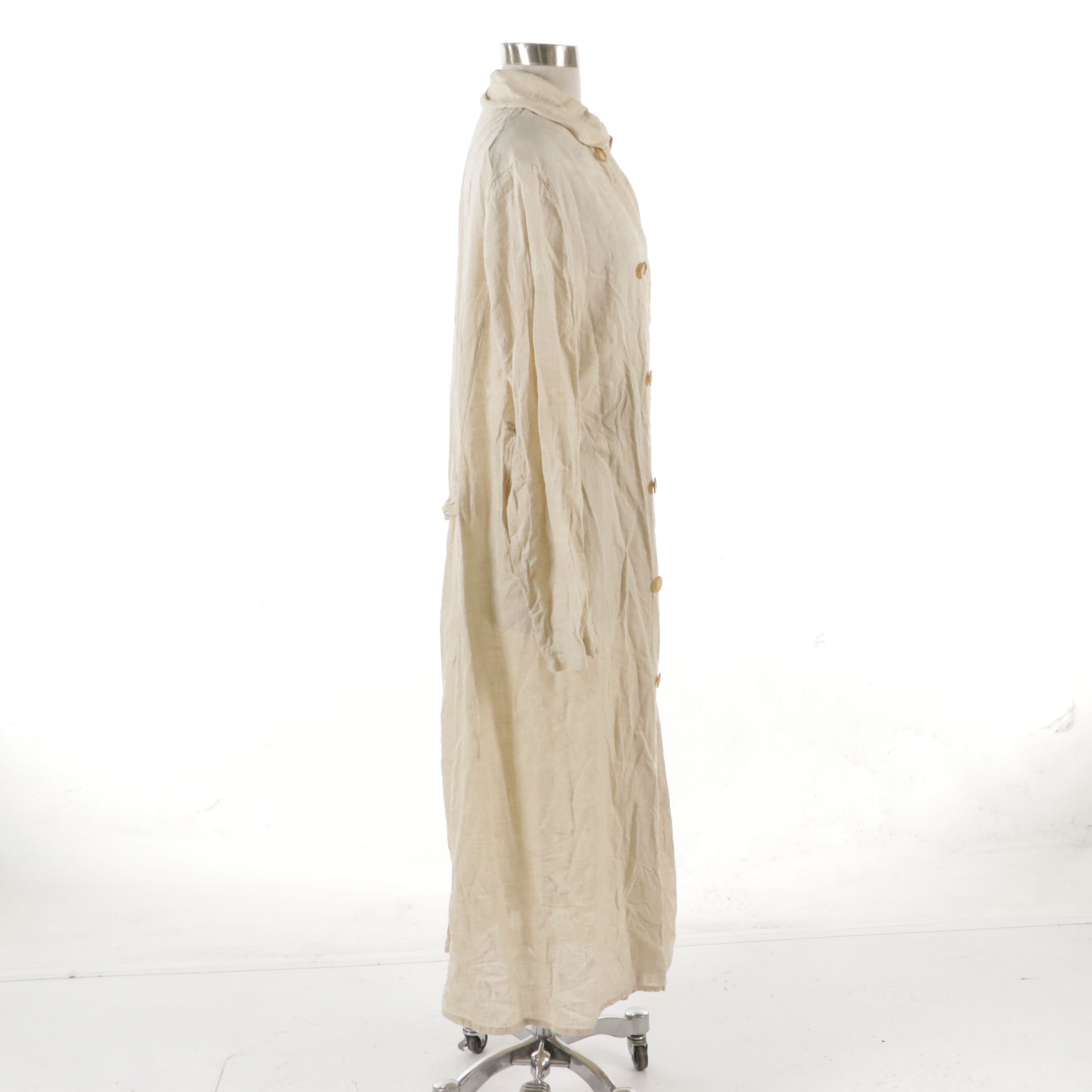 Unisex Double-Breasted Motoring Duster Coat in Linen, 1920s
