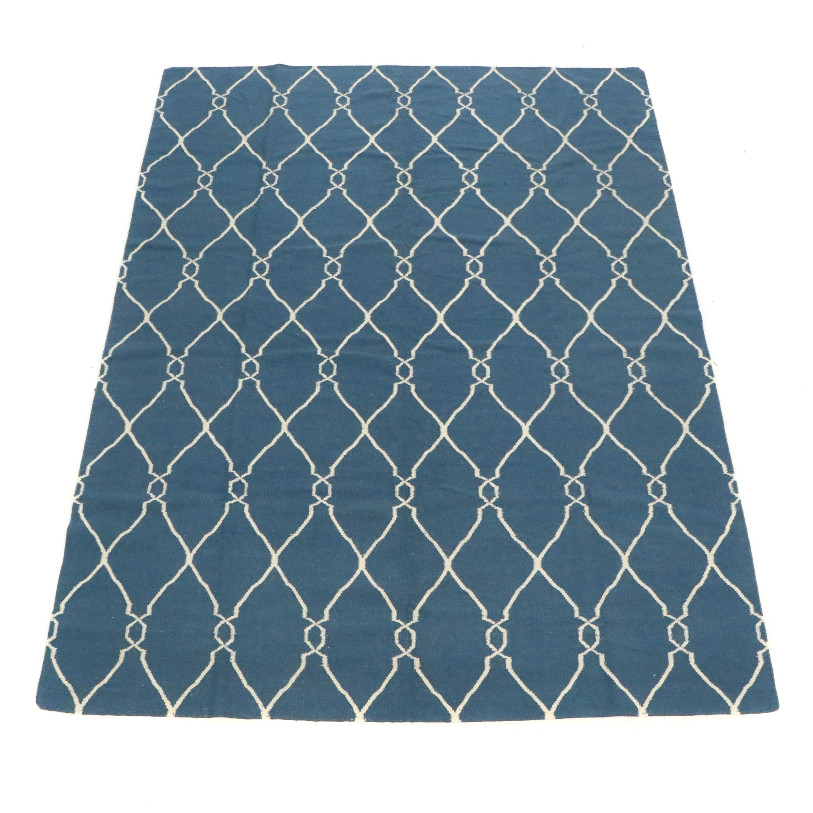 8'2 x 11'1 Handwoven Indian Dhurrie Contemporary Lattice Area Rug